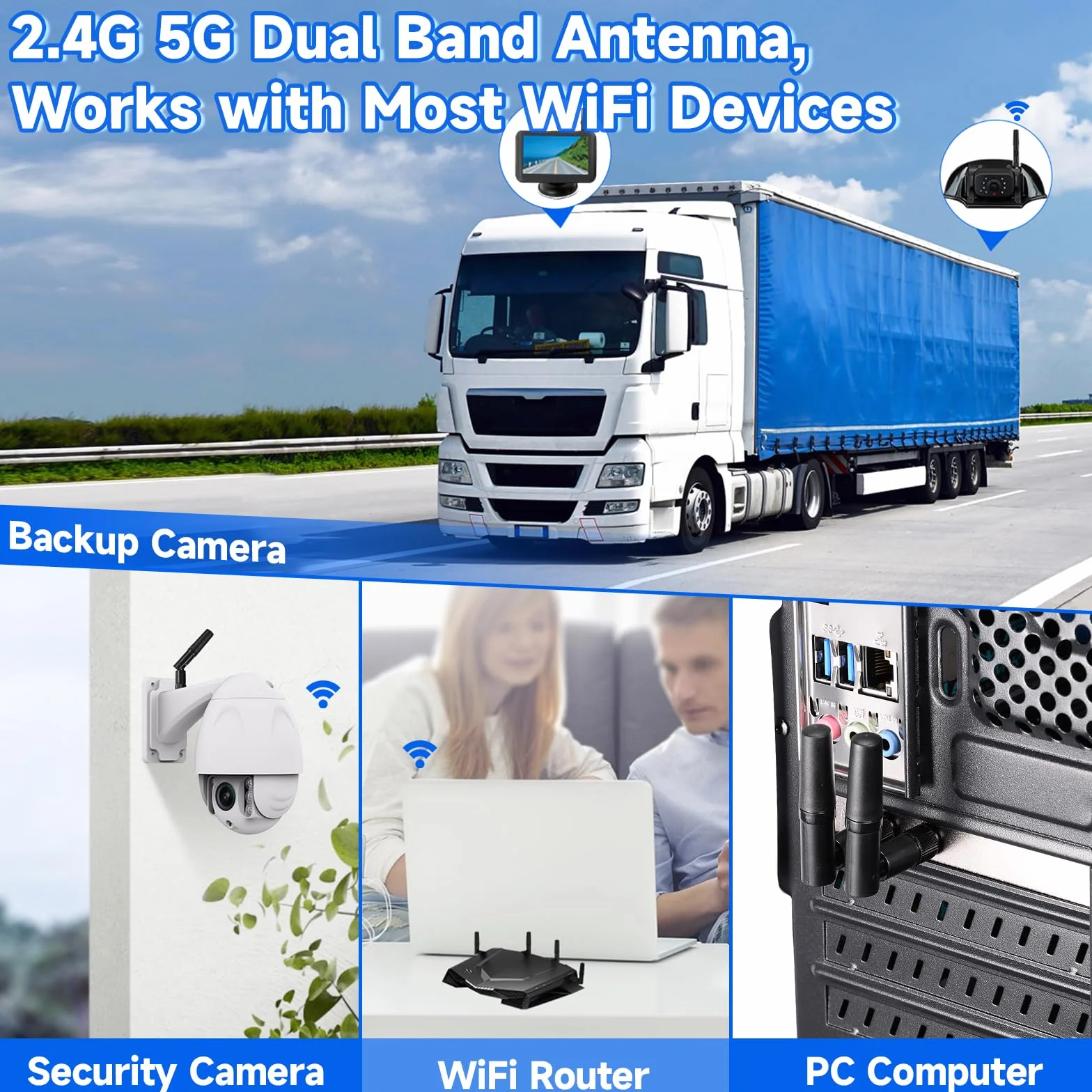 Eightwood Mała antena WiFi dwupasmowa 2,4 GHz 5,8 GHz RP SMA 2 szt.