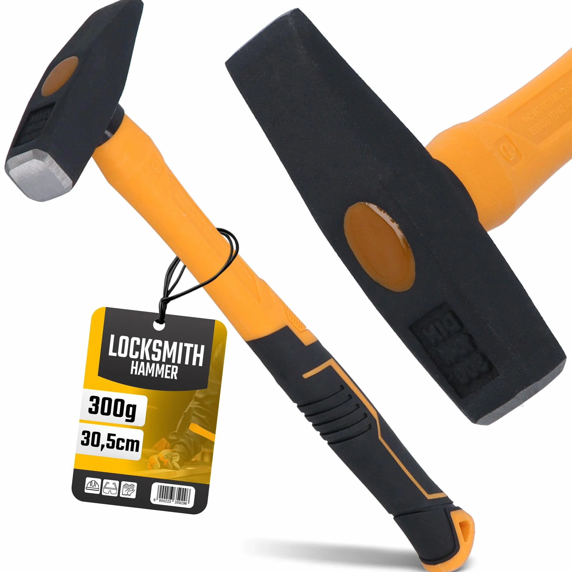 Instalguru Młotek Ślusarski 300 G Trzonek Włókno Szklane Ergonomiczny Młotek Warsztatowy Hartowana Stal Profesjonalny Hydraulik Rzemieślnik Wytrzymały Tłumiący Wibracje Uniwersalny