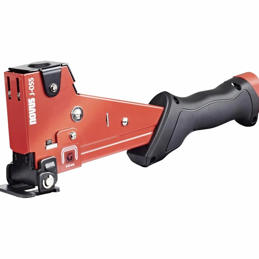 Novus J-055 profesjonalny zszywacz udarowy, Heavy-Duty, szybkie ładowanie, ochrona powierzchni, maks. 175 zszywek 6-14 mm, czerwony