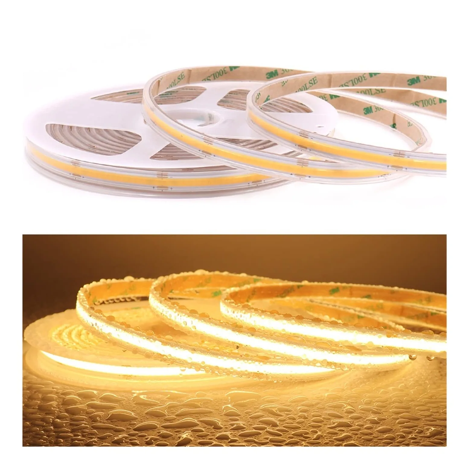 Taśma LED COB Wodoodporna IP68, 12 V, 24 V, 480 LED, elastyczna taśma LED do sauny, basenu, oświetlenia zewnętrznego (DC 24 V, ciepła biel 3000 K_5M)