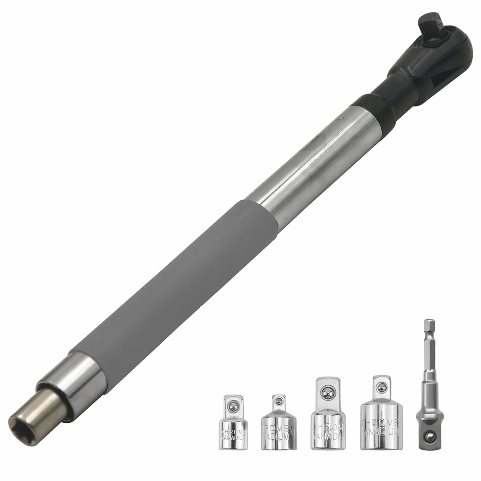 Ejoyous Klucz Przedłużający Odgięty, Przedłużacz Klucza Udarowego z 4 Adapterami i Adapterem do Wiertarki Elektrycznej 1/2 Cala Wielofunkcyjny Zestaw Nasadek