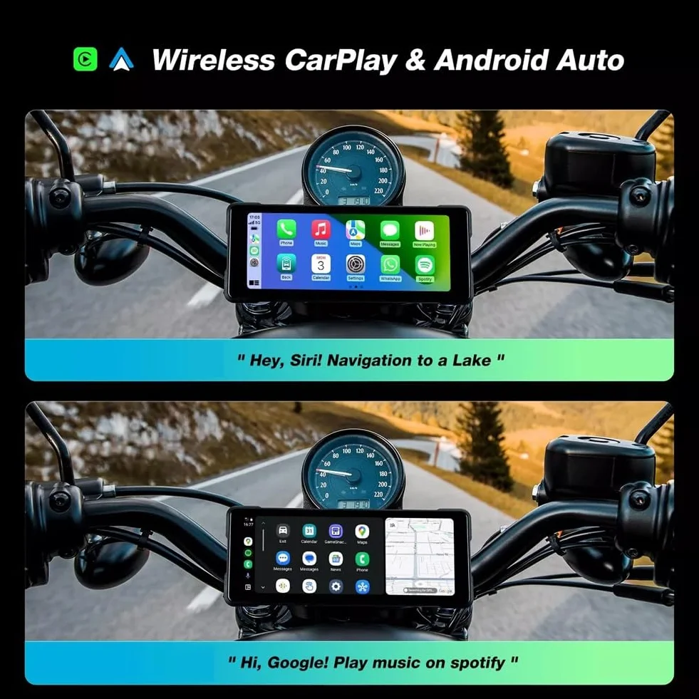 Motocykl 6,86-calowy przenośny ekran Bluetooth nawigacja GPS IP68 wodoodporny bezprzewodowy odtwarzacz Carplay Android Auto MP5