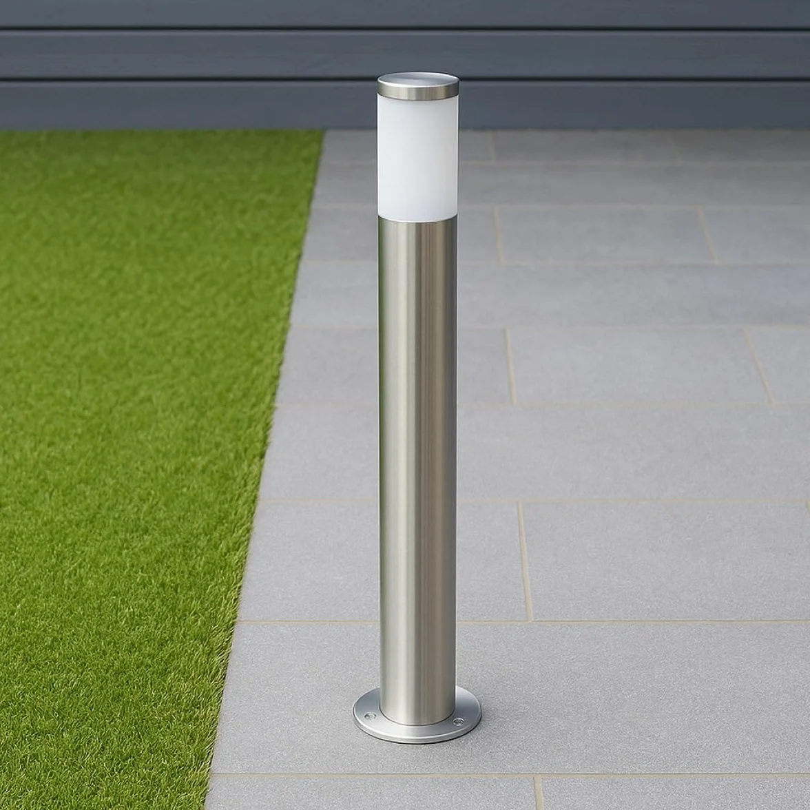 CGC ASTER Zewnętrzna latarnia/lampa słupkowa 100 cm ze stali nierdzewnej do ogrodu, patio, ganku, tarasu, ścieżki, podjazdu 220-240V, E27, IP54