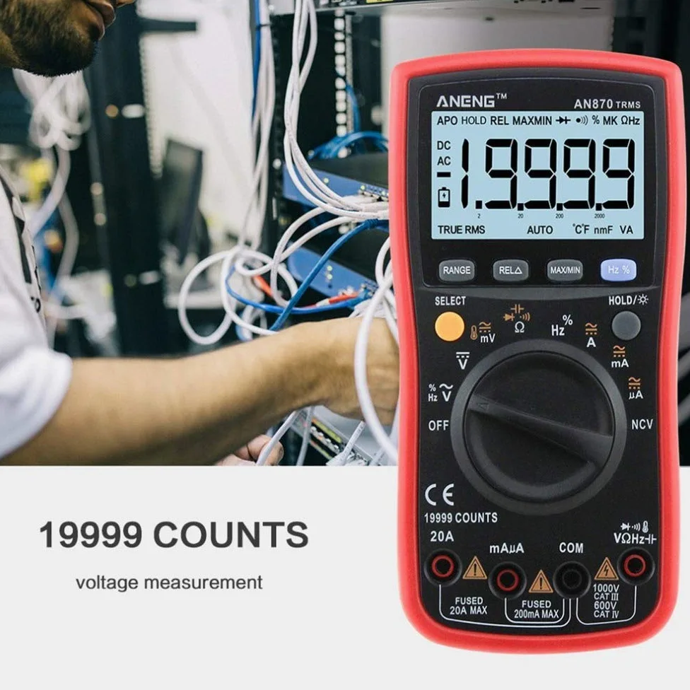 AN870 Multimetr cyfrowy 19999 True RMS AC/DC Napięcie V Ampere Ohmic Pojemność częstotliwość temperatura PCI tester