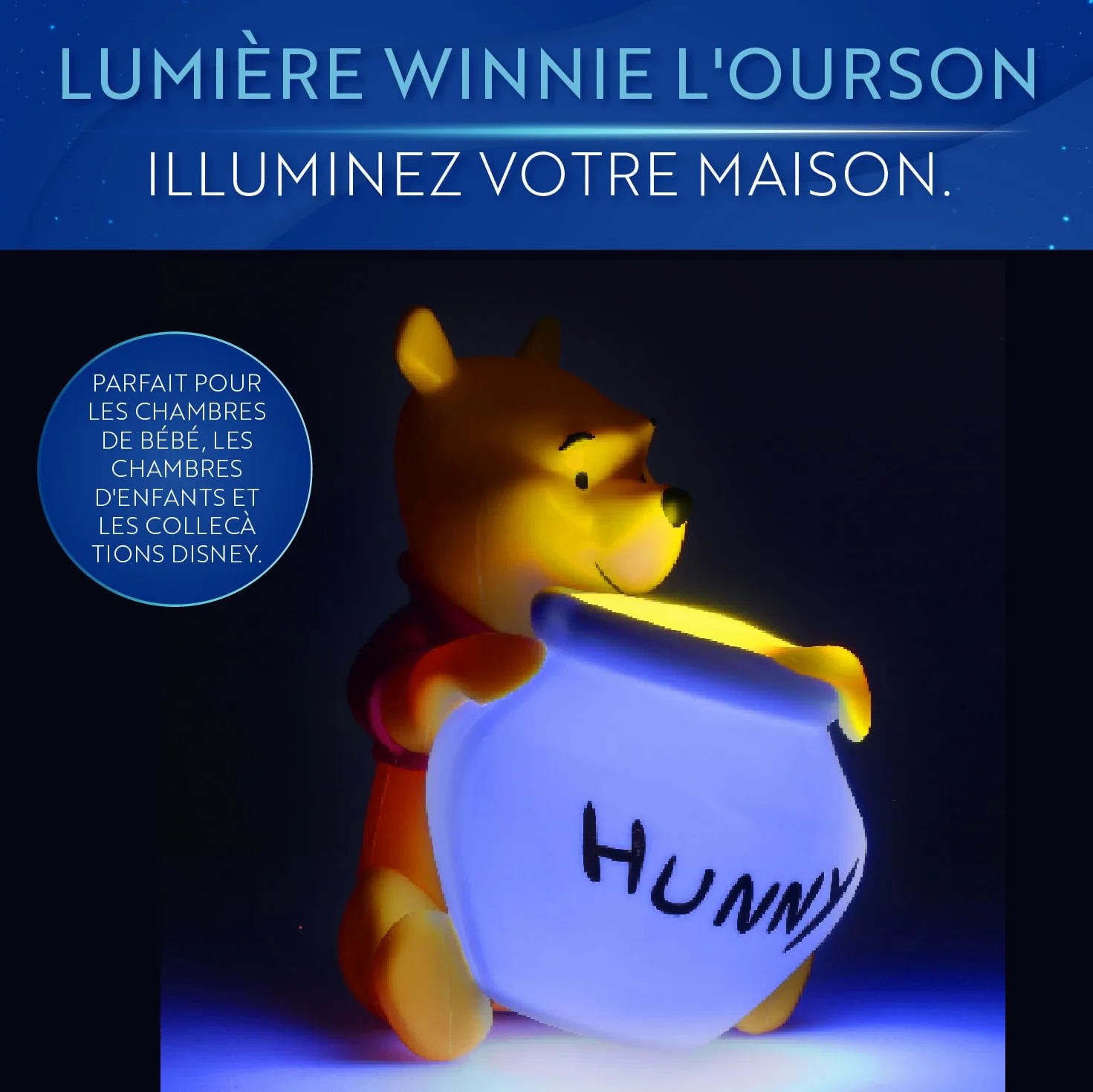 Paladone Kubuś Puchatek Hunny Light, przenośna lampka nocna, 16,5 cm (6,4"), lampa Disneya do pokoju dziecięcego lub sypialni dziecięcej