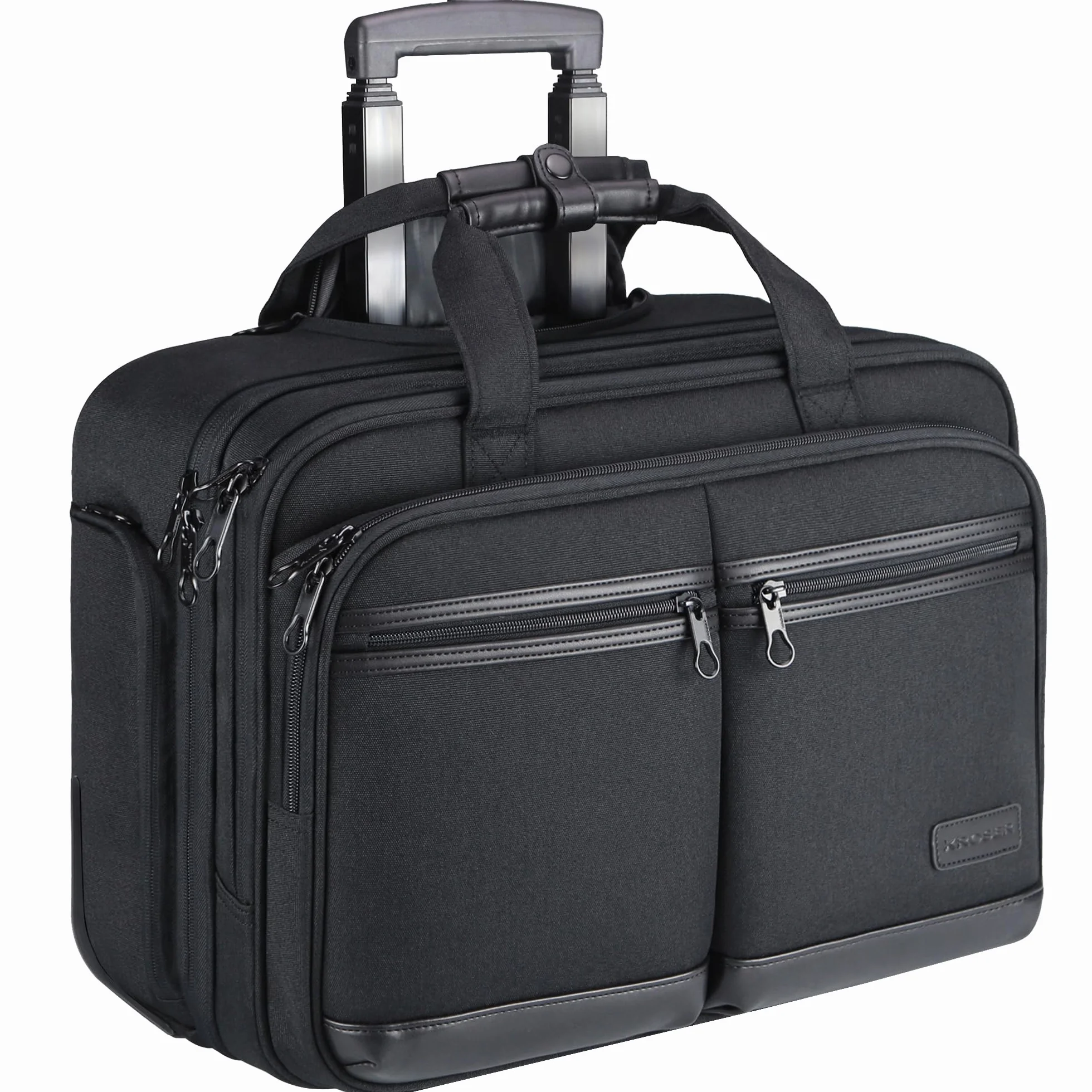 KROSER Trolley Business walizka podręczna z kółkami do laptopa 17,3 cala wodoszczelna RFID czarna