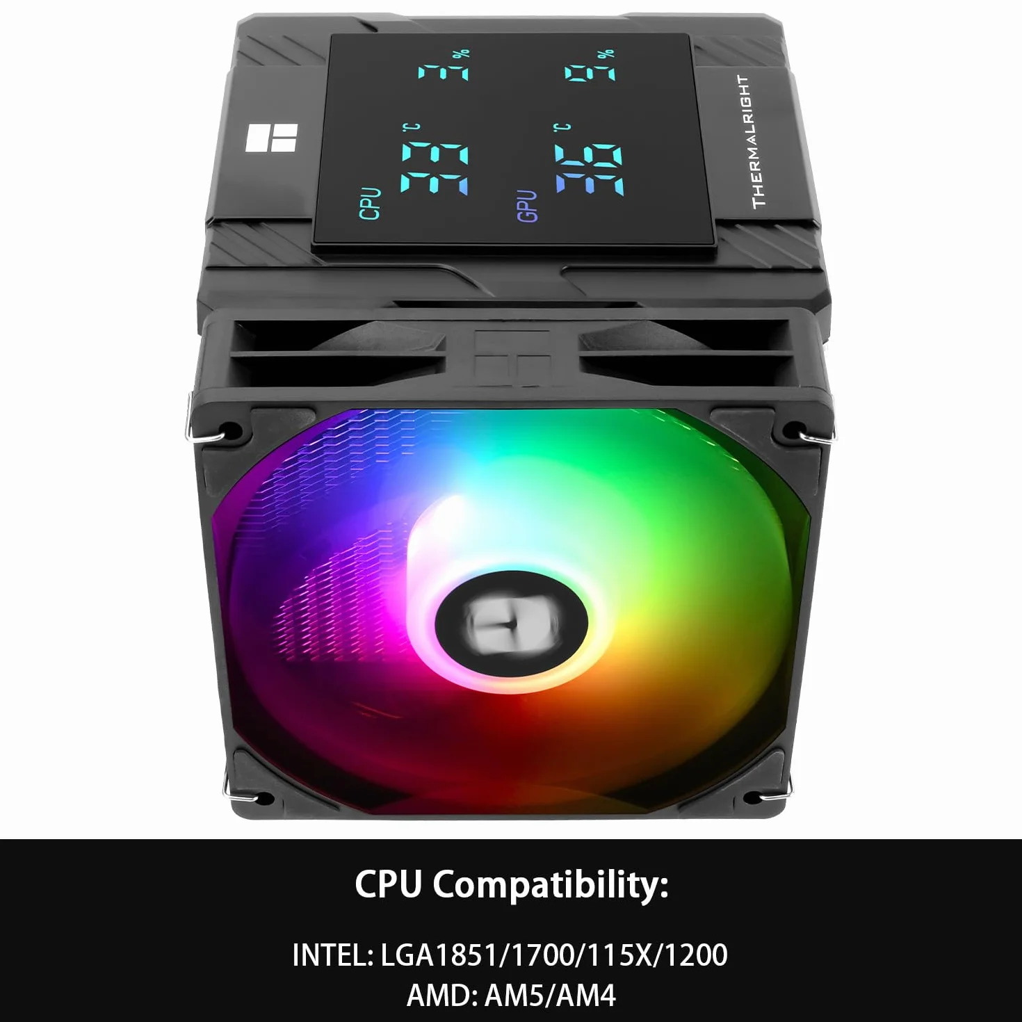 Thermalright Peerless Assassin 120 Digital ARGB Black chłodnica procesora, chłodzenie z podwójnymi wieżami i podwójnymi wentylatorami, chłodzenie powietrza CPU, cyfrowa osłona ekranu, do AM4/AM5,