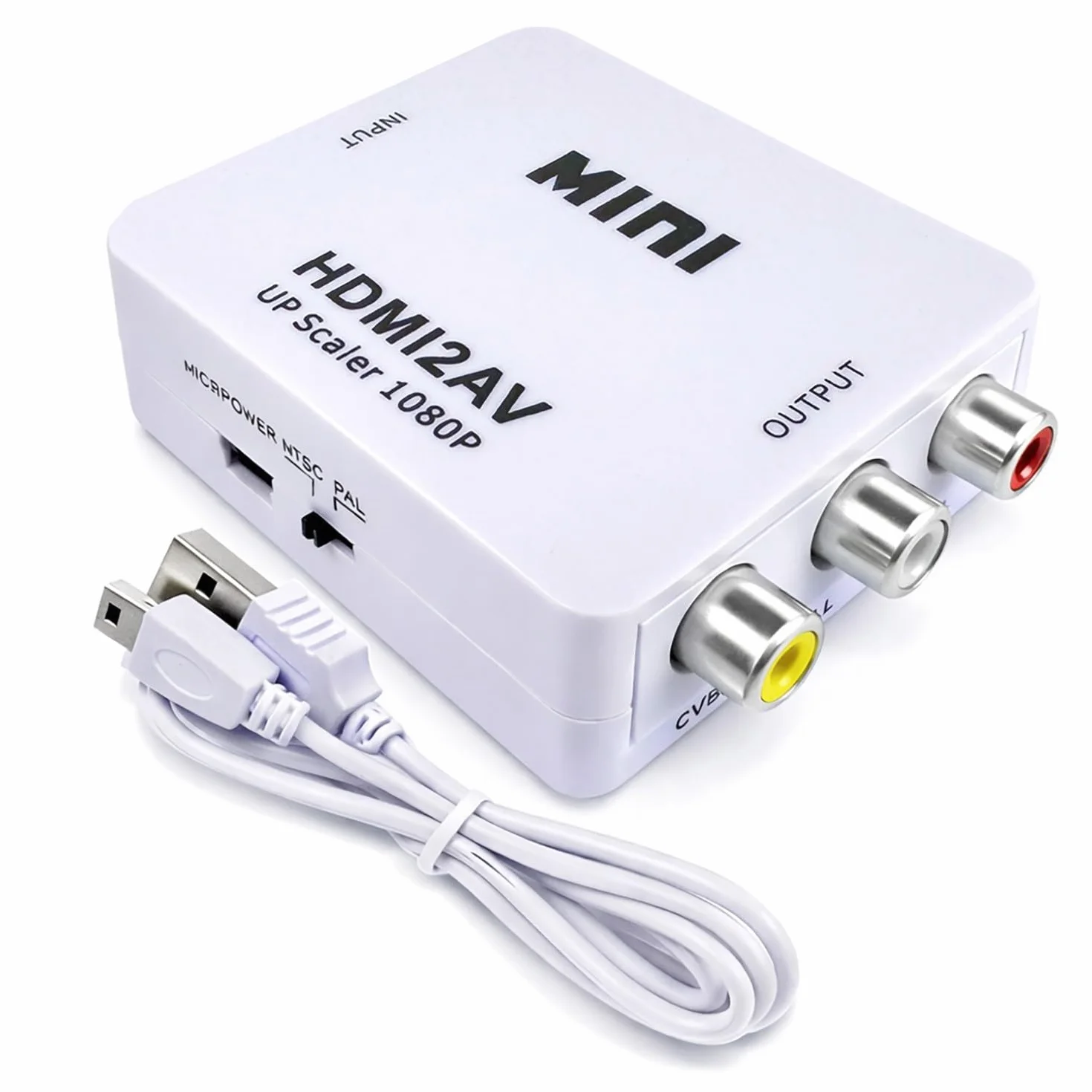 OcioDual Adapter HDMI do RCA, konwerter HDMI do AV, 1080p PAL/NTSC, biały