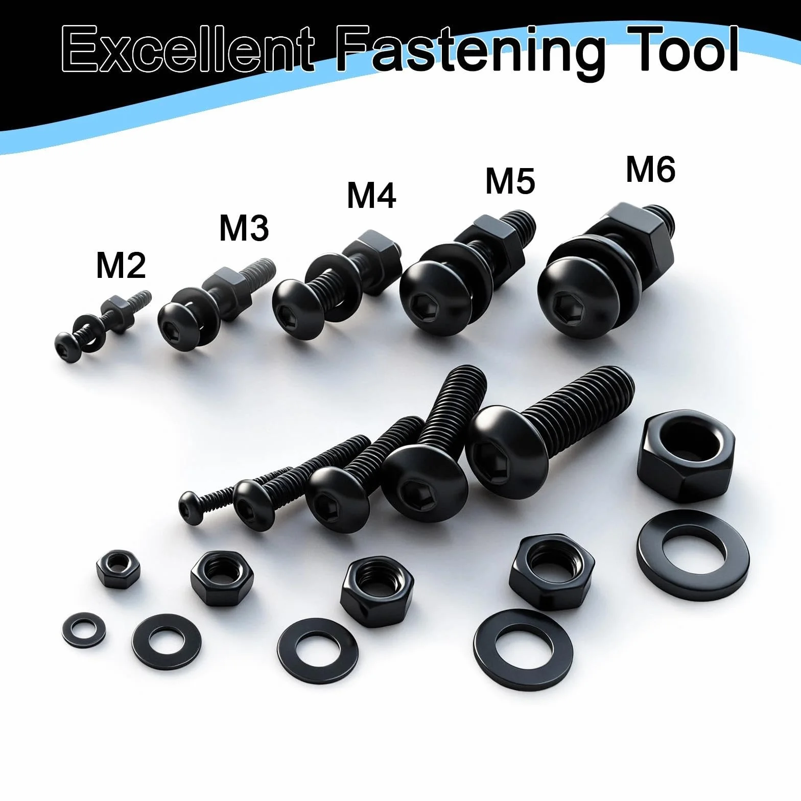 30 sztuk śrub z łbem soczewkowym M5 x 45 mm, z łbem sześciokątnym, ISO 7380, śruby sześciokątne, czarne, ze stali węglowej, śruby z łbem okrągłym z nakrętkami, podkładkami, kluczem imbusowym