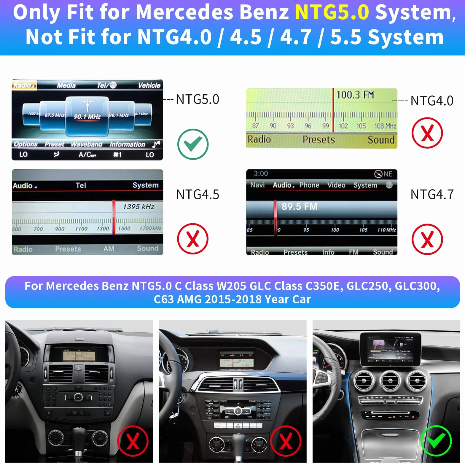 Road Top Bezprzewodowy Adapter CarPlay dla Mercedes Benz NTG5.0 C Class W205 GLC Class 2015-2018