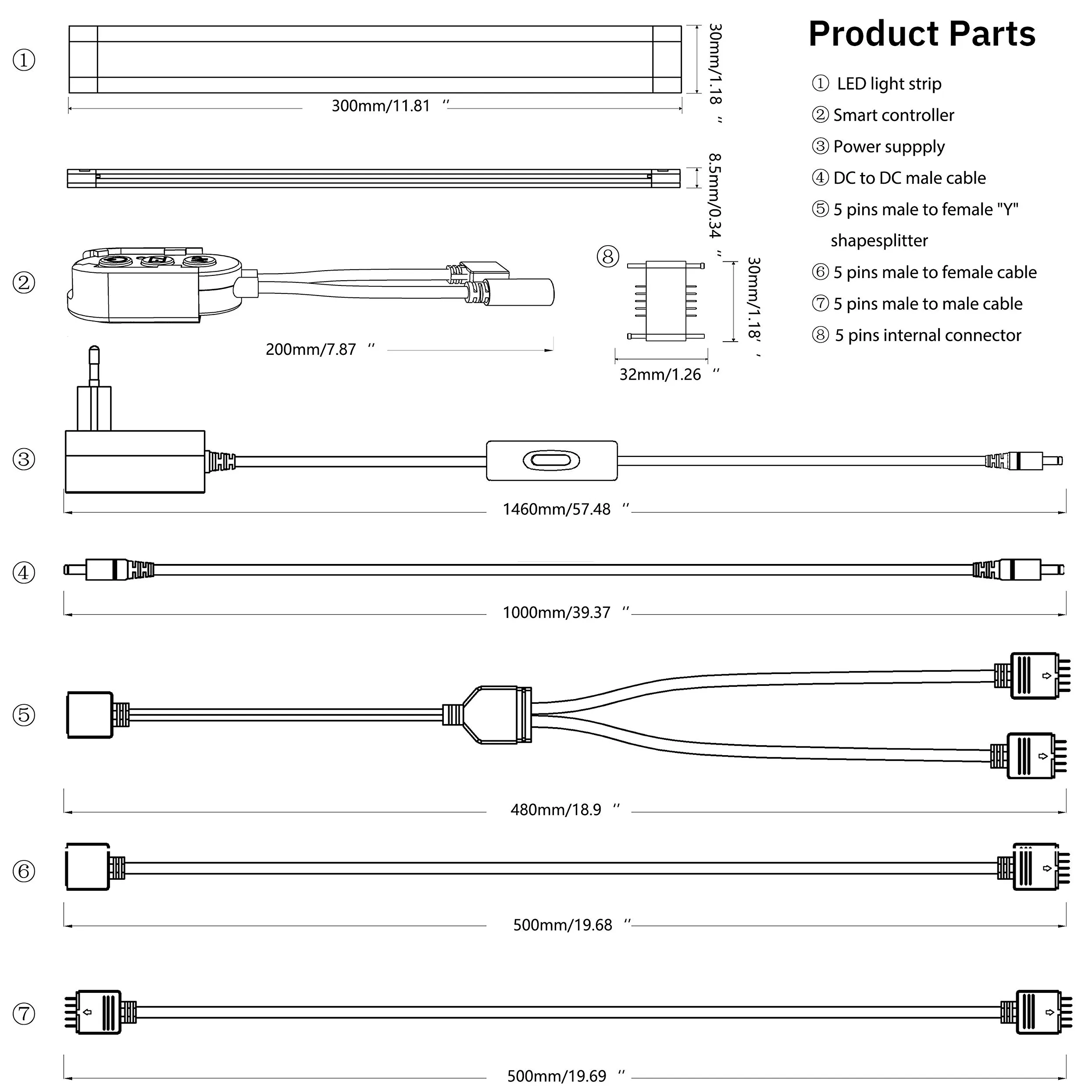 LAMPAOUS Oświetlenie podszafkowe LED Smart ściemnianie 4 W x 6 24 W 2700 K do 6500 K lampka nocna oświetlenie szafy, listwa świetlna kompatybilna z Echo Alexa Siri Echo Google Home i IFTTT (nie jest potrzebna)