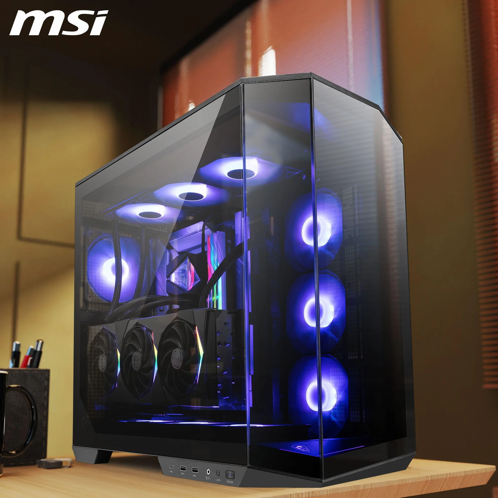MSI MAG PANO 100R PZ obudowa ATX, USB typu C 20 Gb/s, pionowy wspornik GPU