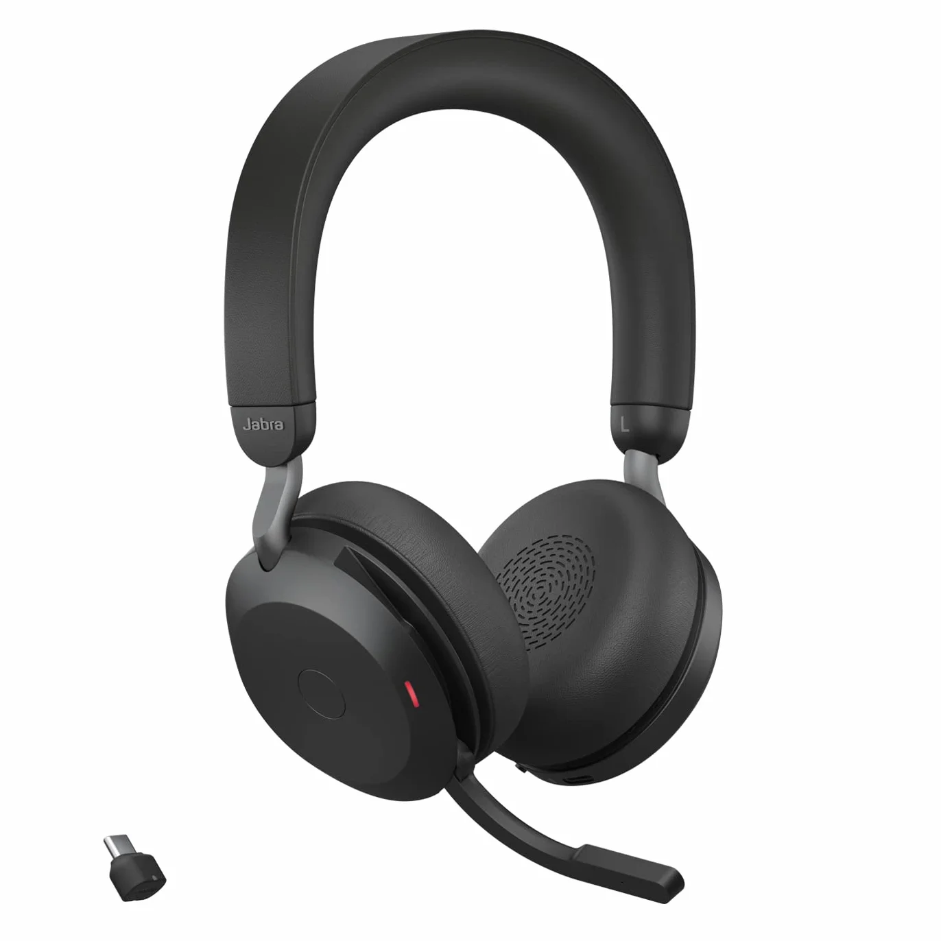 Jabra Evolve2 75 Wireless PC Headset with 8-Microphone Technology - Dual Foam Stereo Headphones with adjustable Advanced Active Noise Cancellation, USB-C Bluetooth Adapter and UC Compatibility - Black