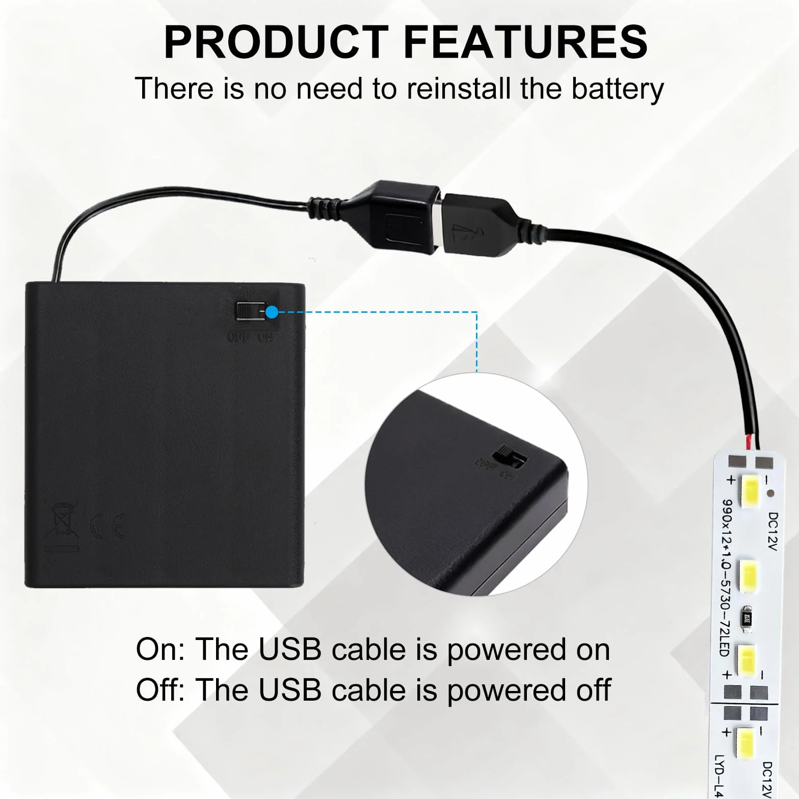 4 Sztuki Uchwytów na Baterie AA z Portem USB i Przełącznikiem, 6V, Tworzywo Sztuczne, 4 x 1,5V Pojemnik na Baterie do Samochodów RC LED