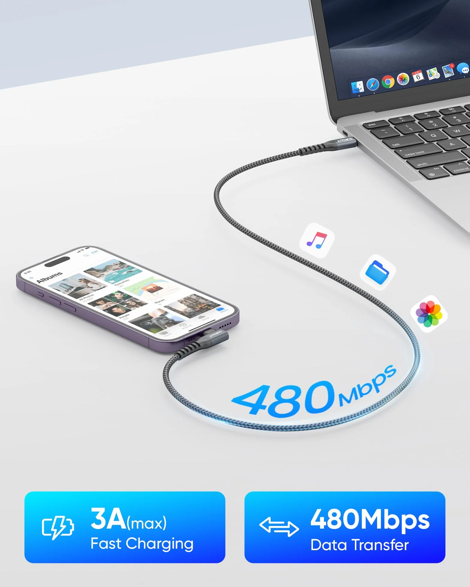 SUNGUY Kabel USB C do Lightning z kątem prostym [certyfikat MFi] 90 stopniowy Lightning, pleciony, do szybkiego ładowania iPhone 14/13/12/11 Pro Max Mini X XS XR Plus SE [Szary, 0.15m, 2Sztuki]