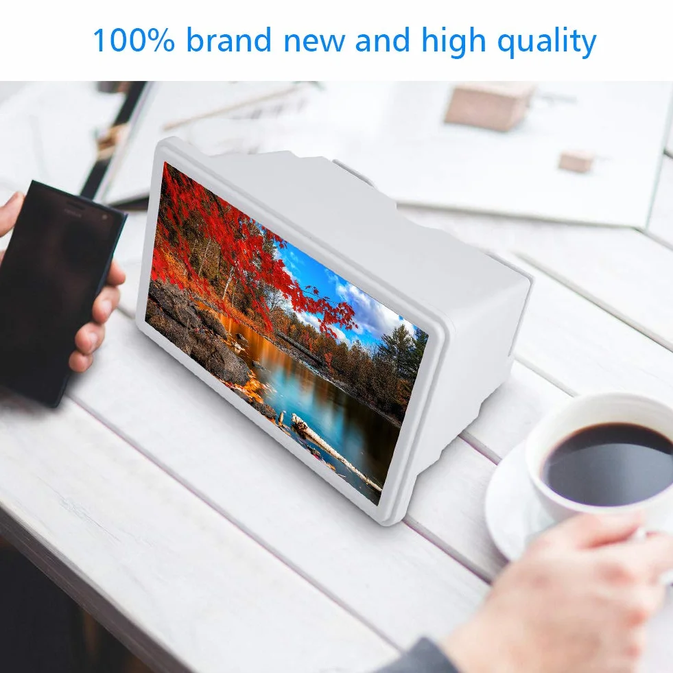 Wzmacniacz ekranu telefonu komórkowego, ASHATA 12-calowy wysuwany ekran 3D do telefonu komórkowego Lupa projekcyjna, przenośny wzmacniacz wyświetlacza HD Lupa do smartfona na