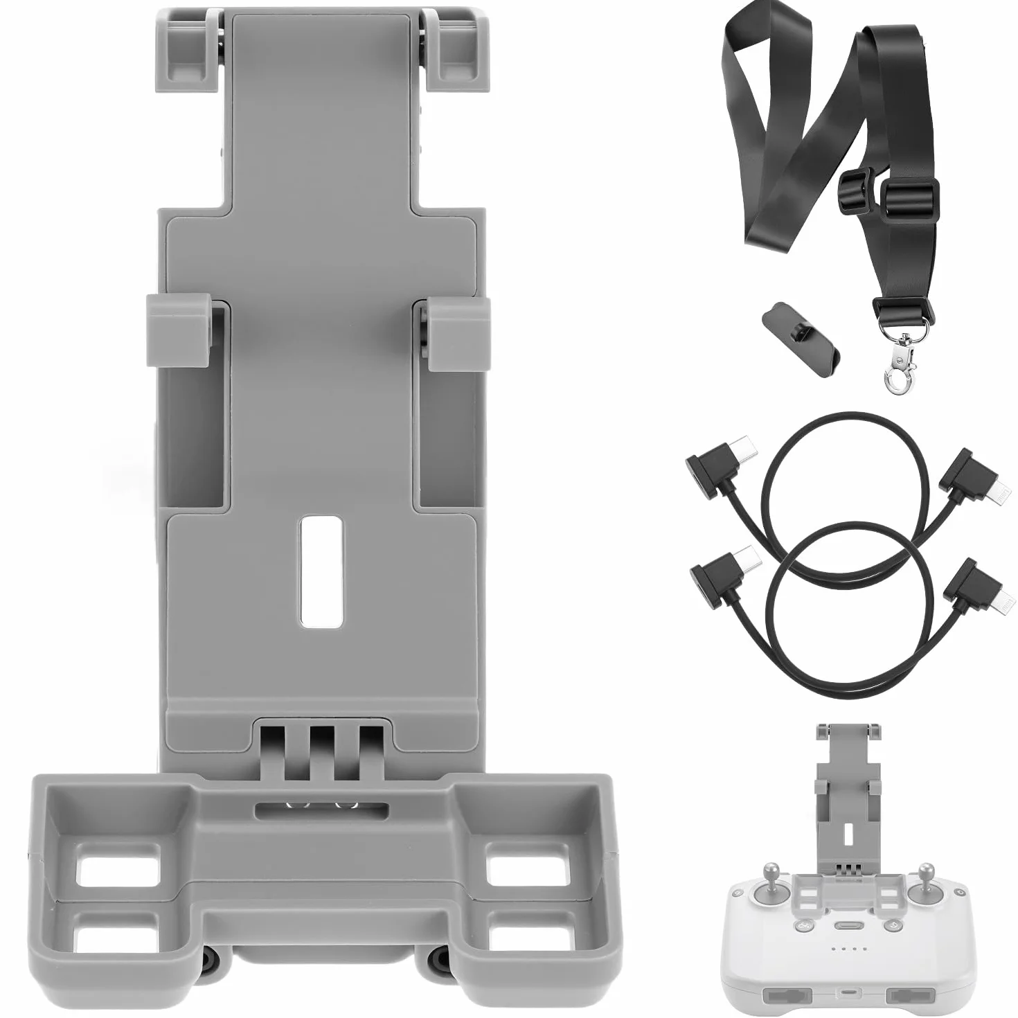 QWORK Zestaw uchwytów na tablet kompatybilny z DJI FLIP/NEO/Mini4Pro RC N3 N2 N1 - łatwa instalacja i bez demontażu, w zestawie smycz i 2 kable do transmisji danych