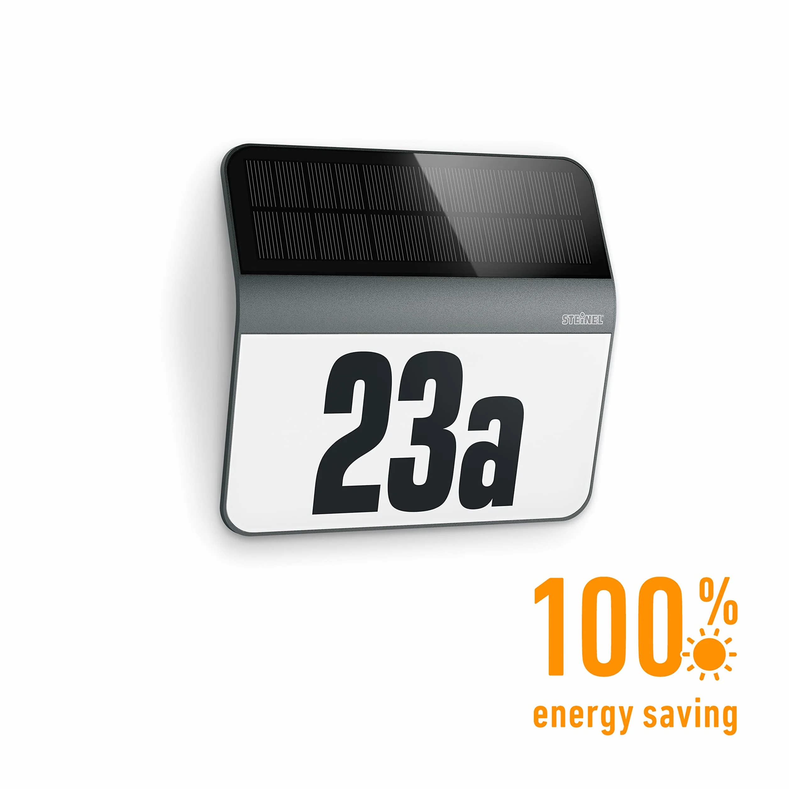 Steinel Lampa solarna LED XSolar LH-N antracytowa, wyłącznik zmierzchowy, bateria LiFe 1100 mAh, z podświetlanym numerem domu