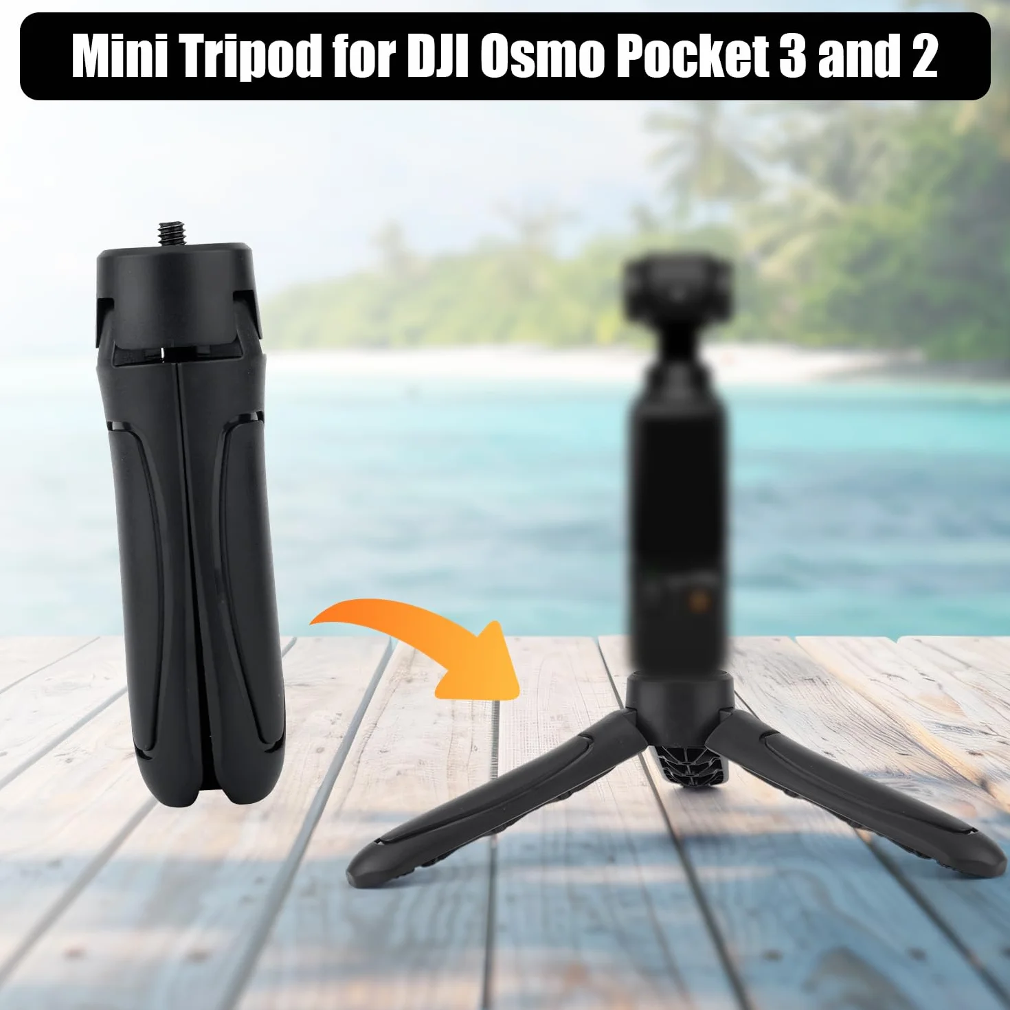 BOXOB Miniaturowy Statyw Kompatybilny z DJI Osmo Pocket 3 i 2, Czarny ABS Przenośny Stojak Selfie