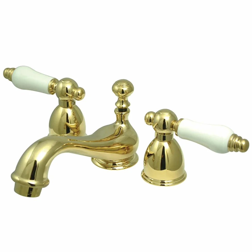 Kingston Brass KS3952PL Miniaturowa bateria do toalety z porcelanowym uchwytem, polerowany mosiądz