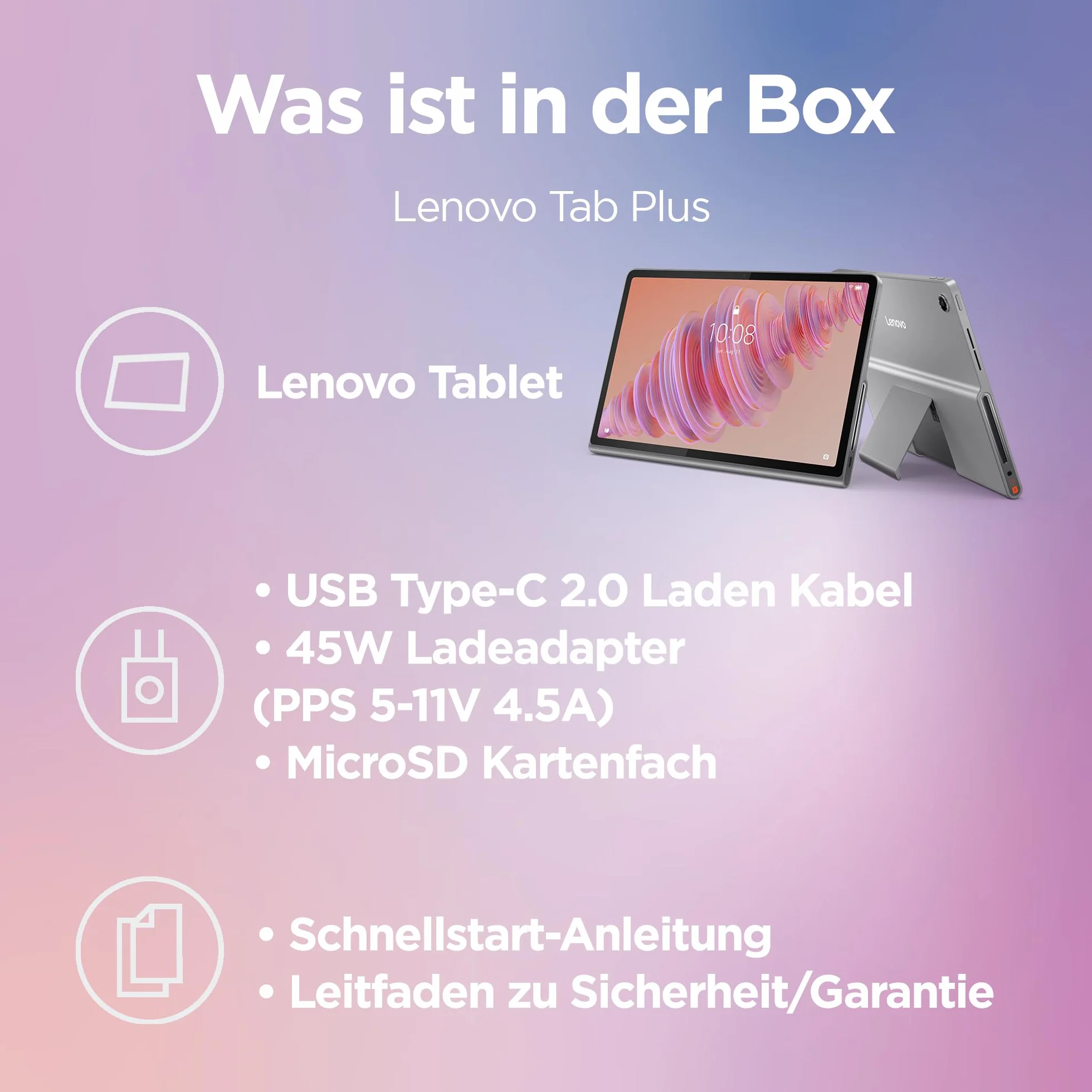 Lenovo Tablet Tab Plus | 11,5" ekran dotykowy 2K | Mediatek Helio G99 | System audio JBL z 8 głośnikami, 8 GB pamięci RAM, SSD 256 GB, Android 13, szary