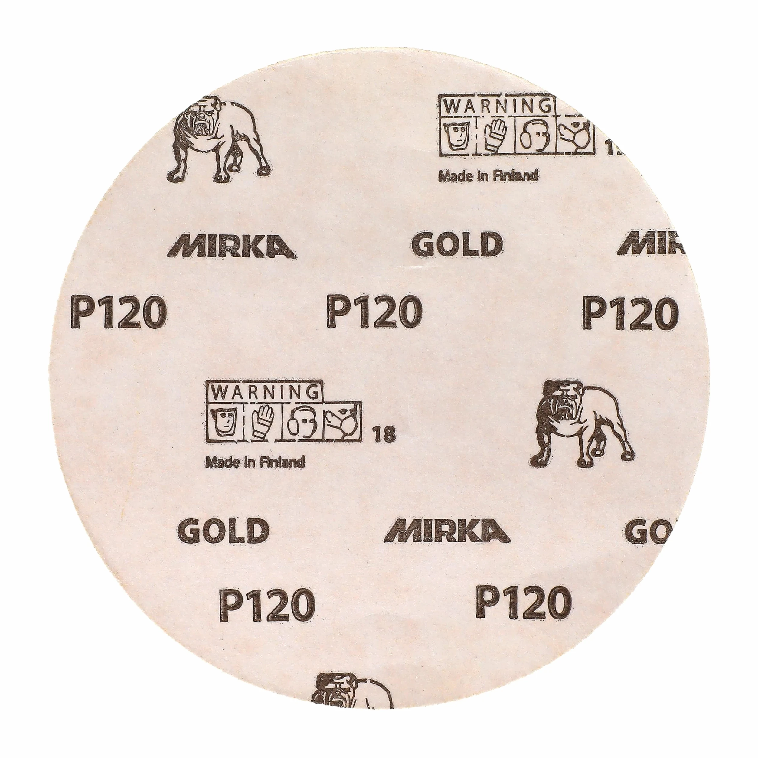 Mirka Gold uniwersalny papier ścierny Ø 150mm / samoprzylepny/ziarnistość P120, 100 szt. / Do szlifowania tynku, szpachli, płyt wiórowych, drewna, lakieru