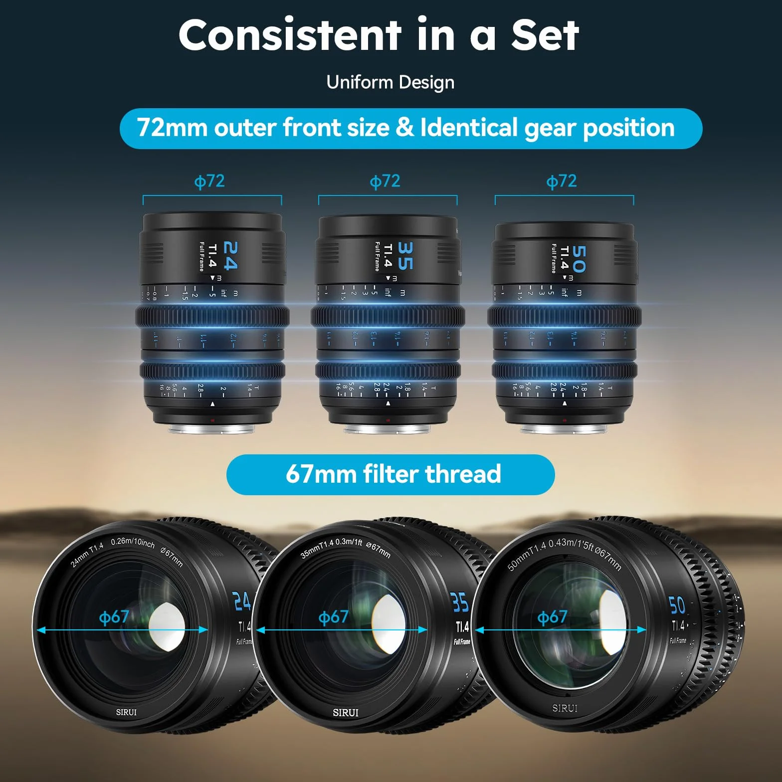 SIRUI VP-1 Vision Prime 1 T1.4 pełnoklatkowy obiektyw Cine 35 mm ręczny obiektyw kinowy z mocowaniem E, RF/Z/L, czarny