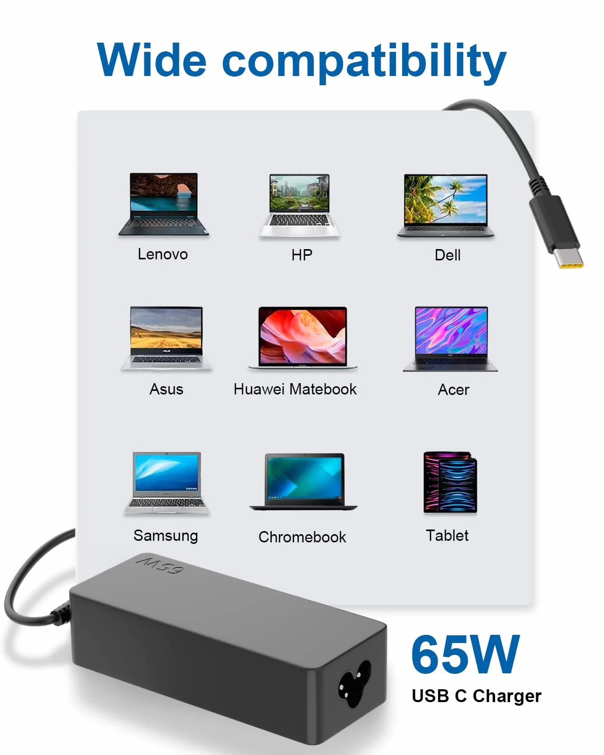 Lenovo Thinkpad Ładowarka USB C 65W 20V 3.25A do laptopa X1 Carbon T470 T480 T490