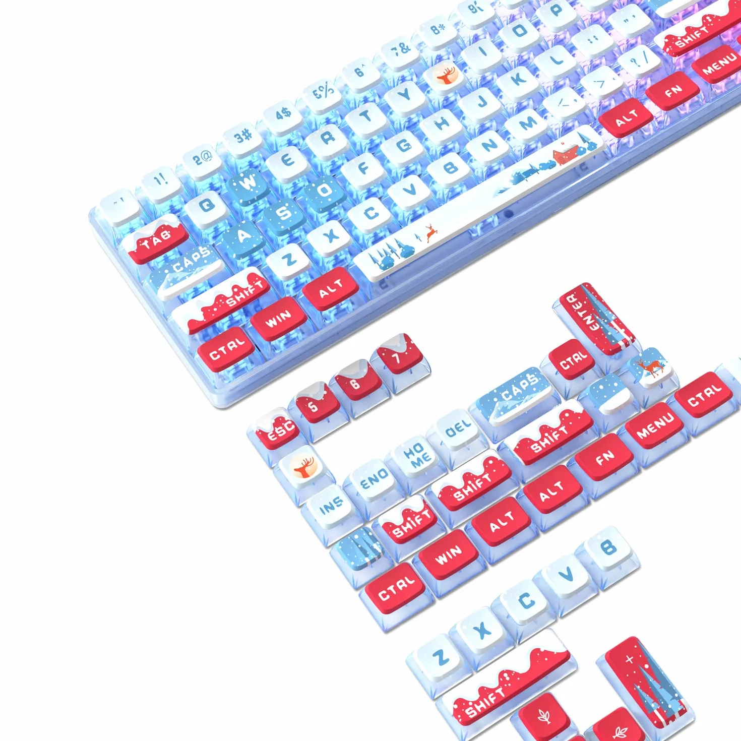 MAMBASNAKE 120 Kluczy PBT Pudding Zestaw Nasadek Klawiszy,Profil ASA,Sublimacja Barwnika,Układ ANSI US Dla Klawiatury Mechanicznej,Kompatybilny z Przełącznikami Cherry MX Gateron Otemu Kailh