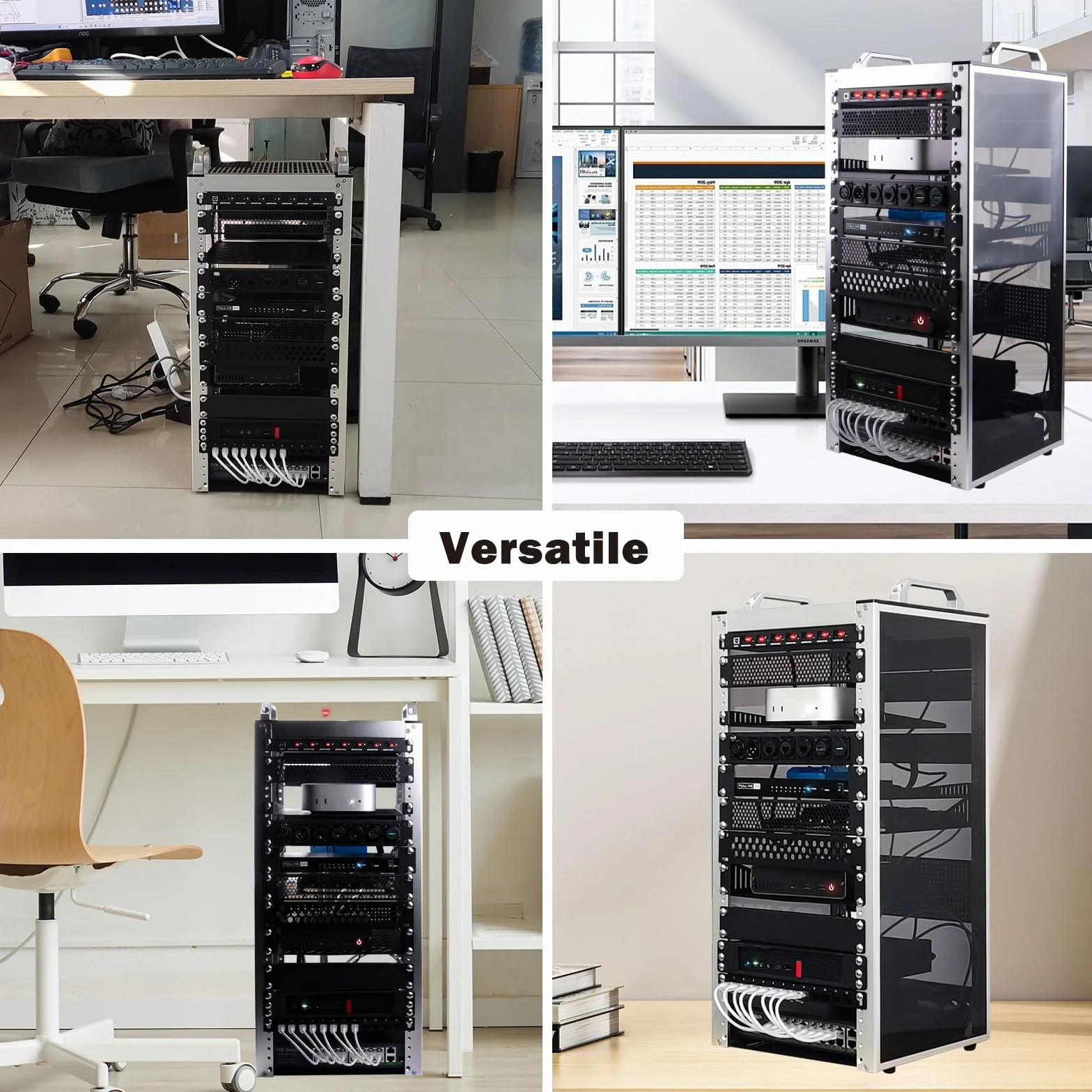 DeskPi RackMate T2 10-calowa szafa serwerowa 12U mini rack 260 mm srebrny