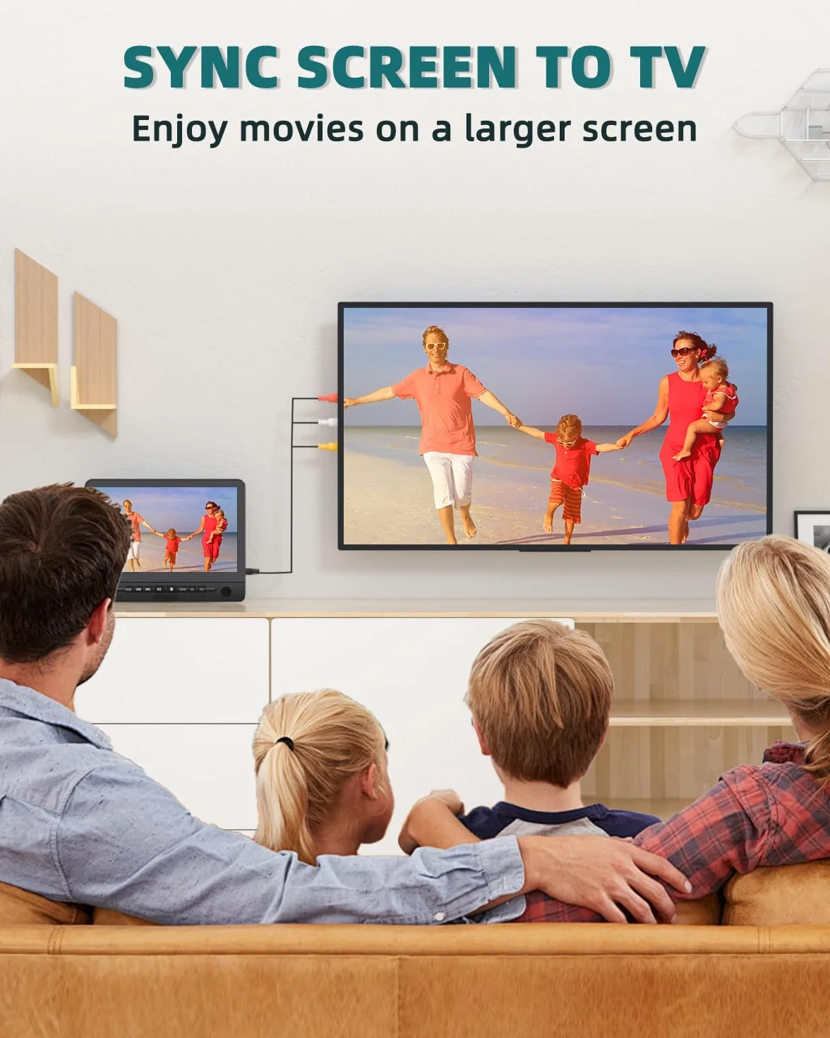 DESOBRY 12.5'' Samochodowy odtwarzacz DVD 2-ekran z akumulatorką 5h, USB AV In/Out 12V
