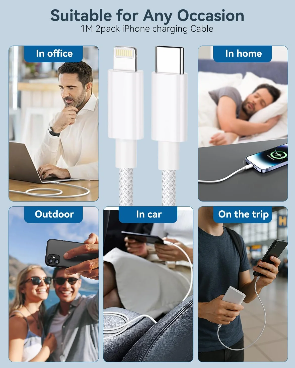 Kabel USB C do Lightning 1 m zestaw 2 szt MFi szybkie ładowanie pleciony do iPhone'a 14 13 12 11 Pro Max X 8 7 6s