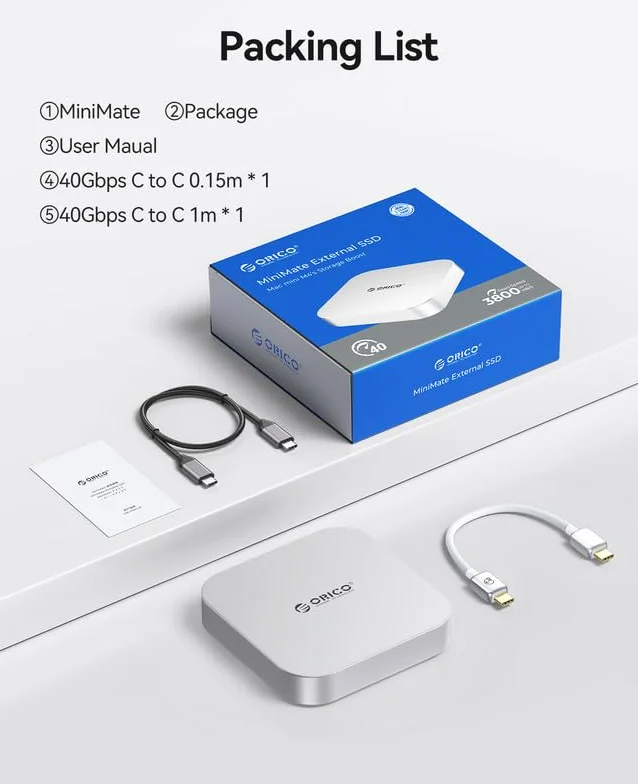 ORICO Minimate M4 2TB kompatybilny z Mac mini M4, Windows - przenośny dysk SSD NVMe z