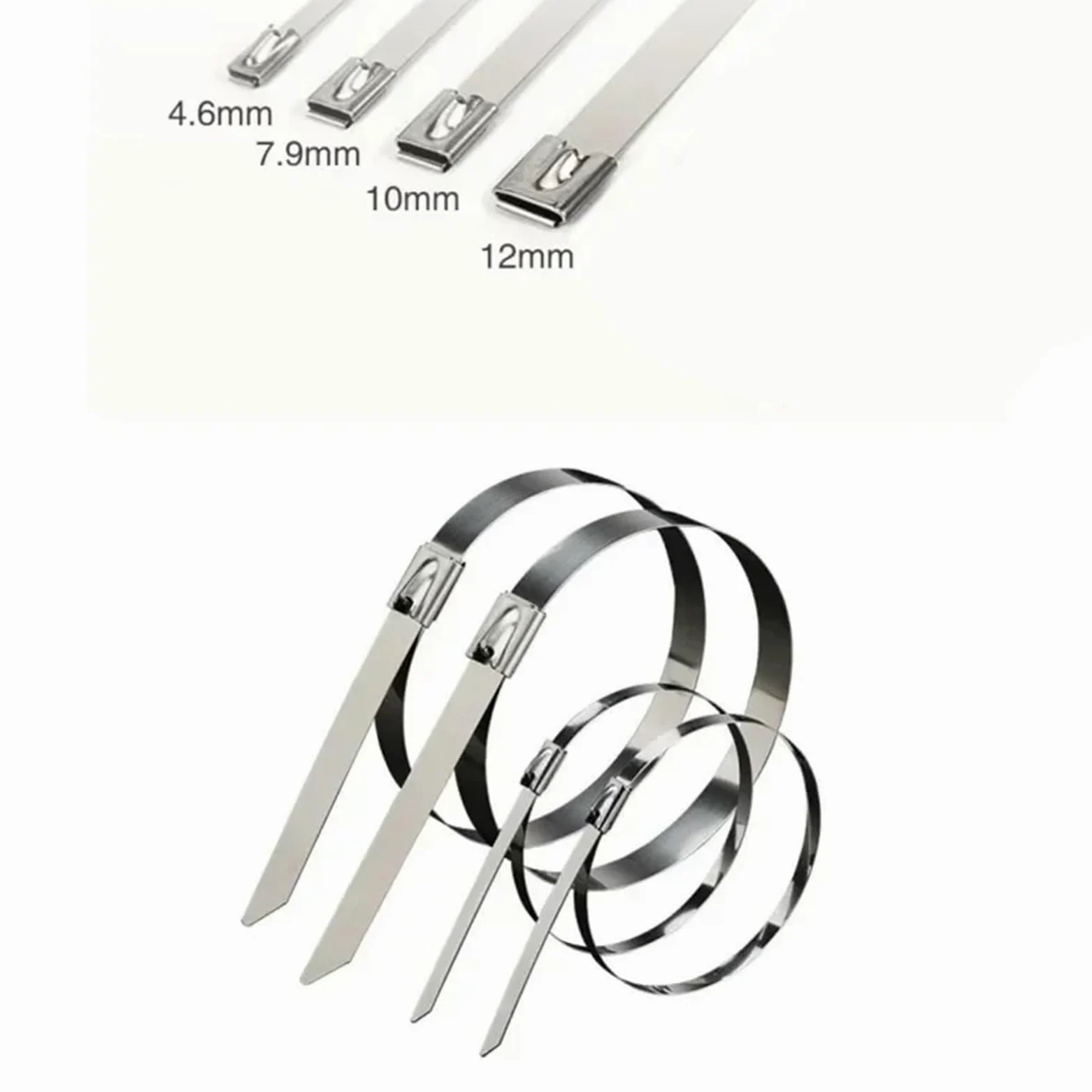304 Opaski metalowe ze stali nierdzewnej, Opaski k 100 szt. metalowych opasek zaciskowych 304 ze stali nierdzewnej(4.6mm,450mm(17.72inch))