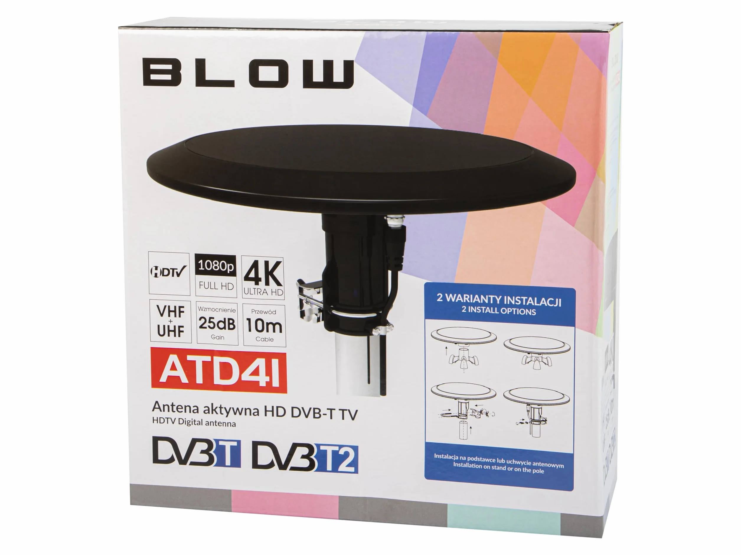 Antena aktywna dookólna 360 DVB-T TV 4K DAB MUX-8
