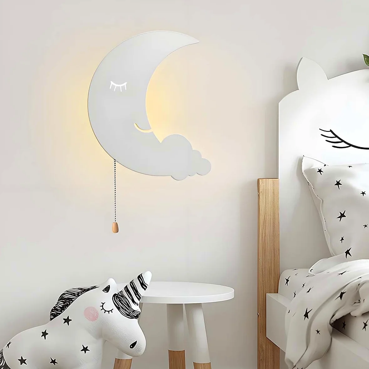 AoLa Kinkiet księżycowy LED 6W z przełącznikiem wewnętrzna lampa ścienna do pokoju dziecięcego Nowoczesna lampa księżycowa o 3 temperaturach barwowych dekoracja pokoju dziecięcego lampka nocna
