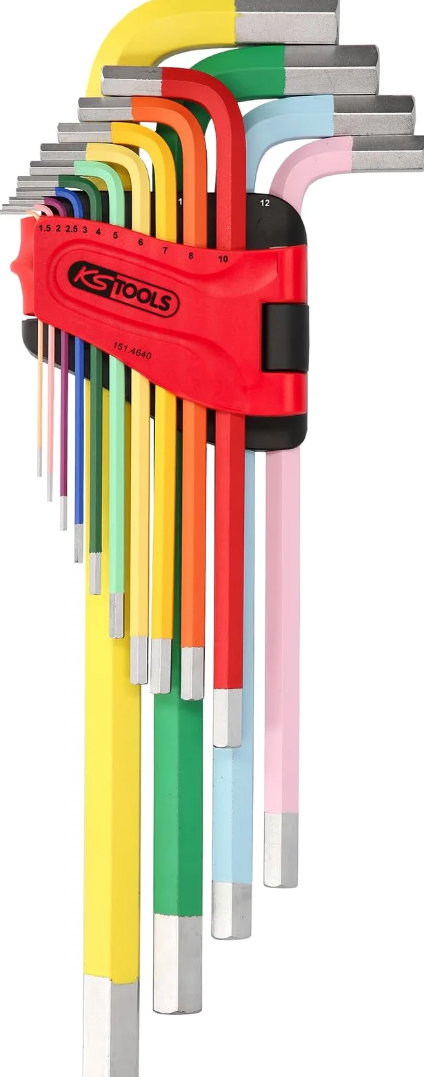 KS Tools 151.4640 Zestaw kluczy imbusowych, ekstra długi, 14-szt