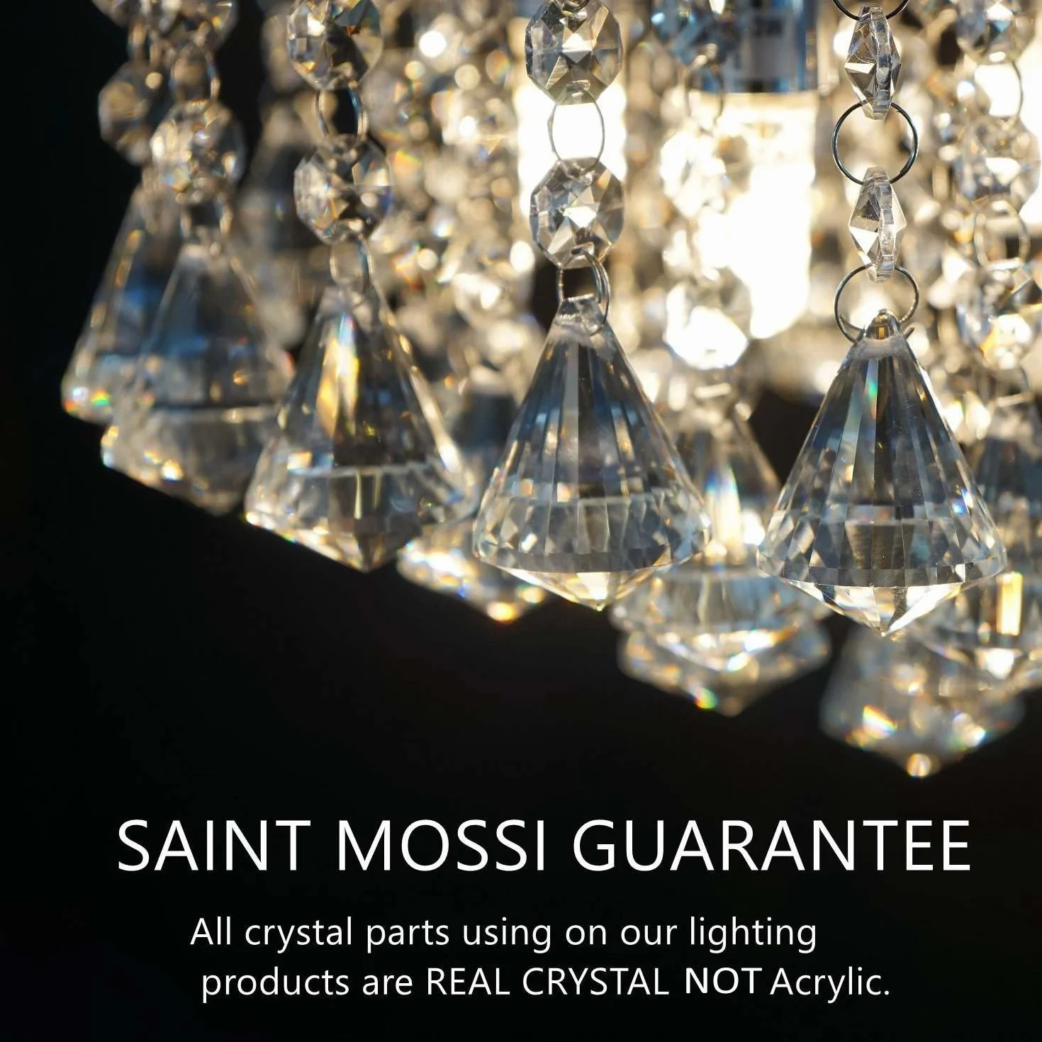Saint Mossi Nowoczesny żyrandol K9 Crystal Raindrop, oświetlenie podtynkowe, lampa sufitowa LED, lampa wisząca do jadalni, łazienki, sypialni, salonu, wysokość 28 cm x szerokość 39 cm