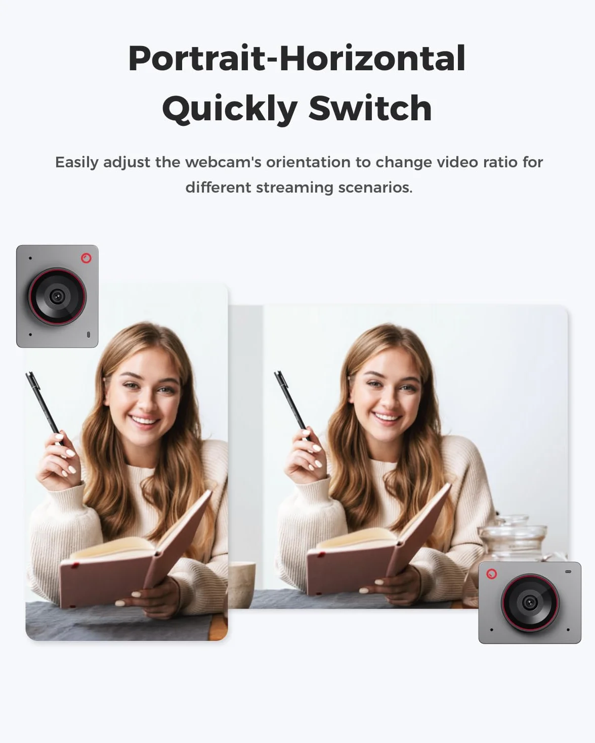 OBSBOT Meet 2 4K Webcam with 1/2" Sensor AI Framing Autofocus HDR Microphone 60 FPS for Streaming Meeting Gaming Space Grey