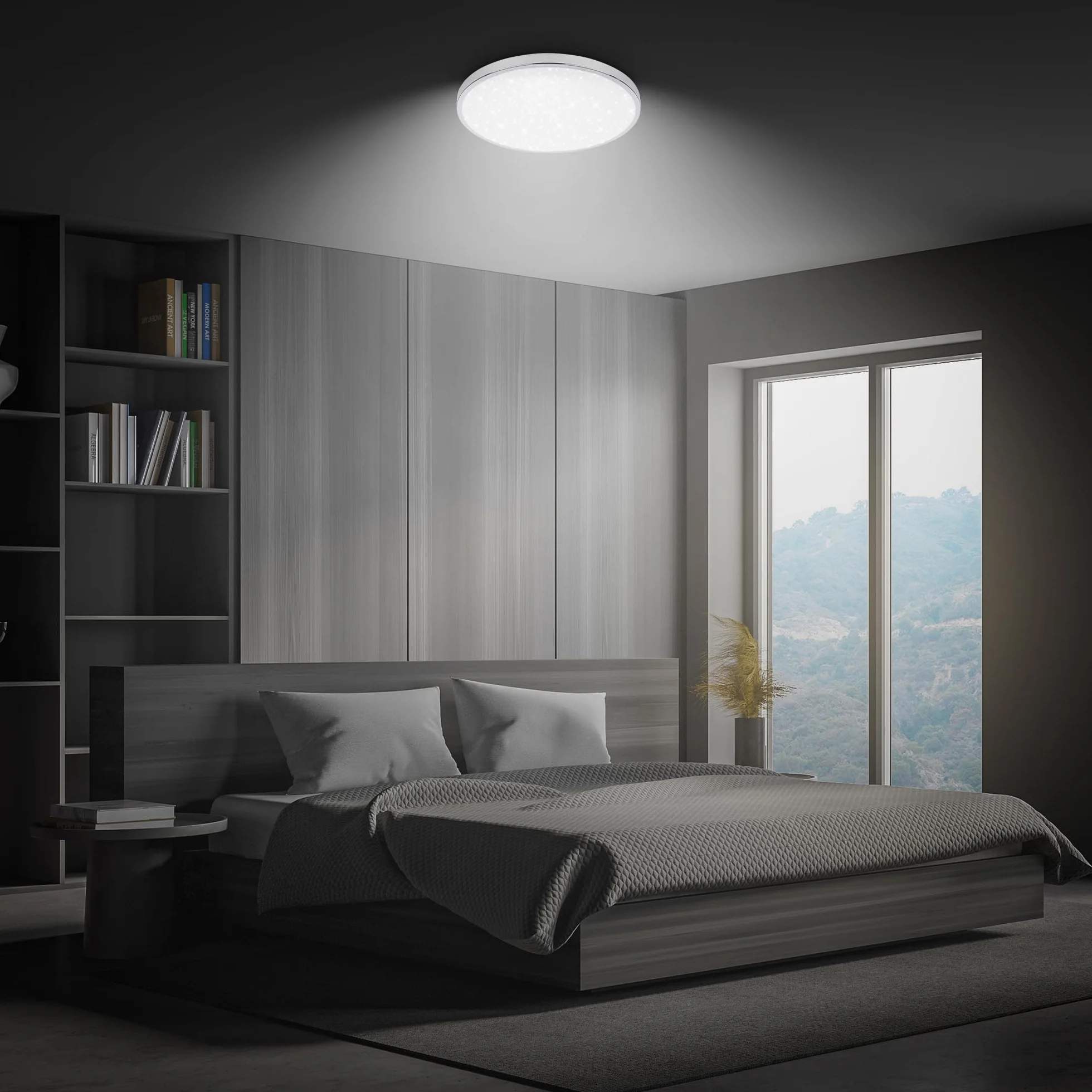 BRILONER - Lampa sufitowa LED łazienkowa ze światłem pośrednim, stopień ochrony przed bryzgami wody IP44, neutralna biała barwa światła, lampa łazienkowa, lampa kuchenna, 33 x 6 cm, chrom