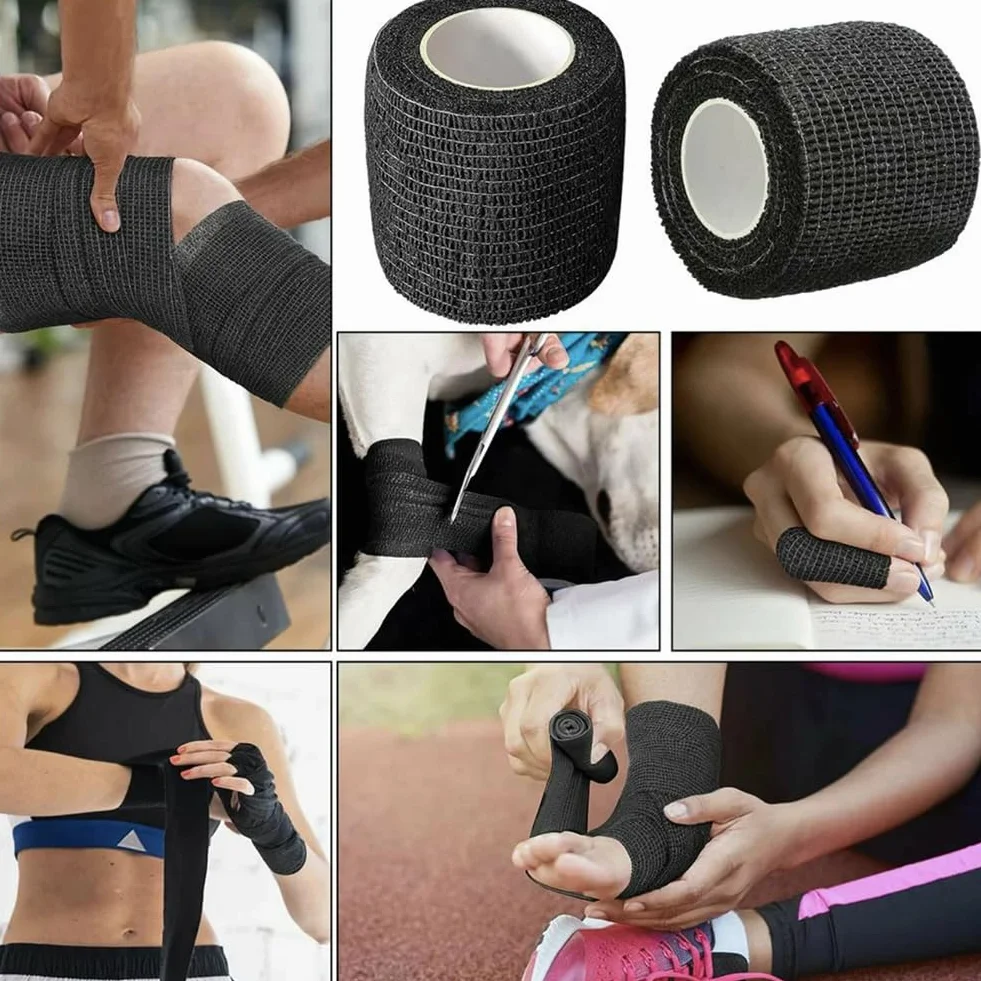 Bandaż elastyczny, samoprzylepny bandaż premium, 12 rolek samoprzylepnego opatrunku, 5 cm x 4,5 m, materiał opatrunkowy dla ludzi, koni i psów, wodoodporny bandaż mocujący
