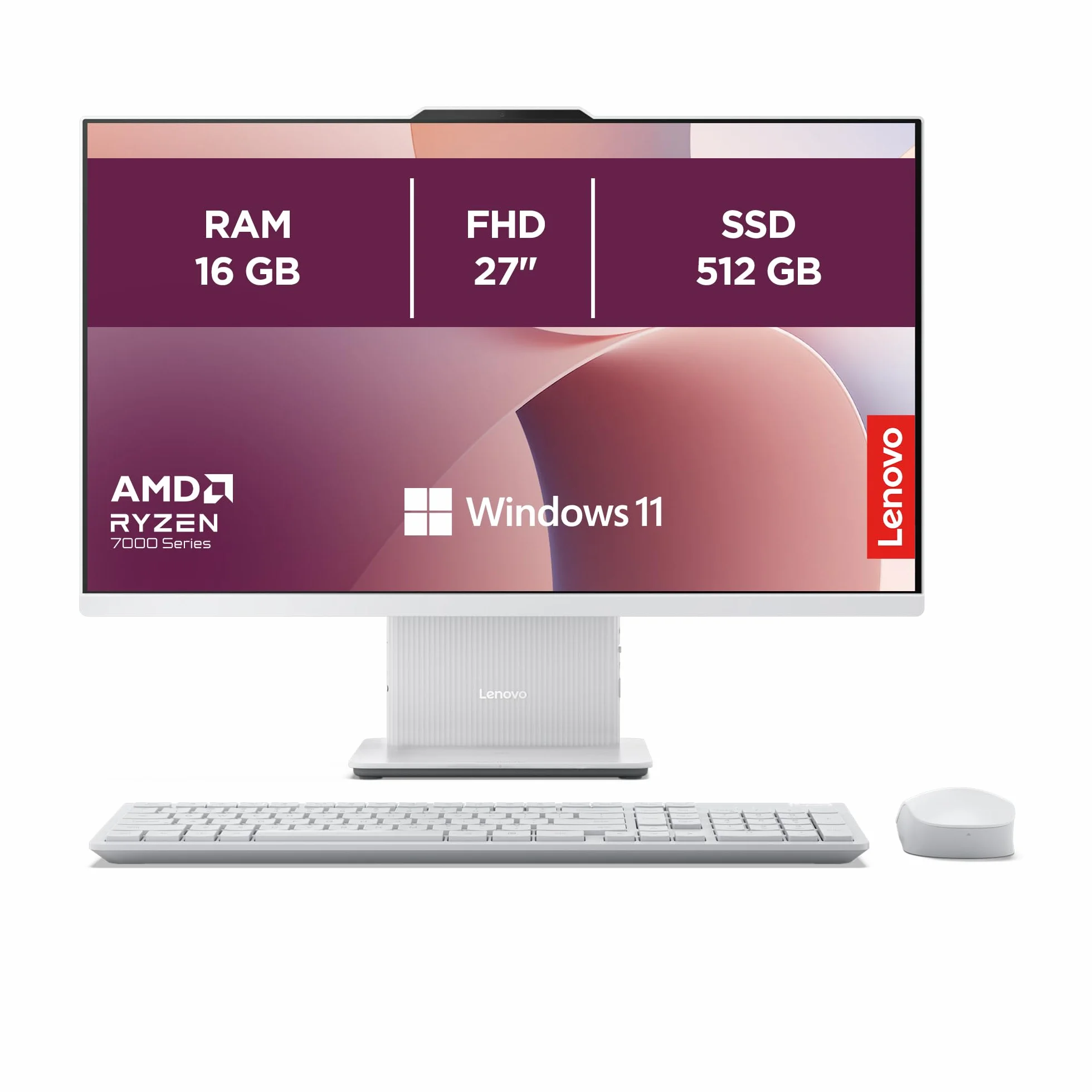 Lenovo IdeaCentre All-In-One 27" FHD AMD Ryzen 5 7535HS 512GB SSD 16GB RAM WiFi 6 Windows 11