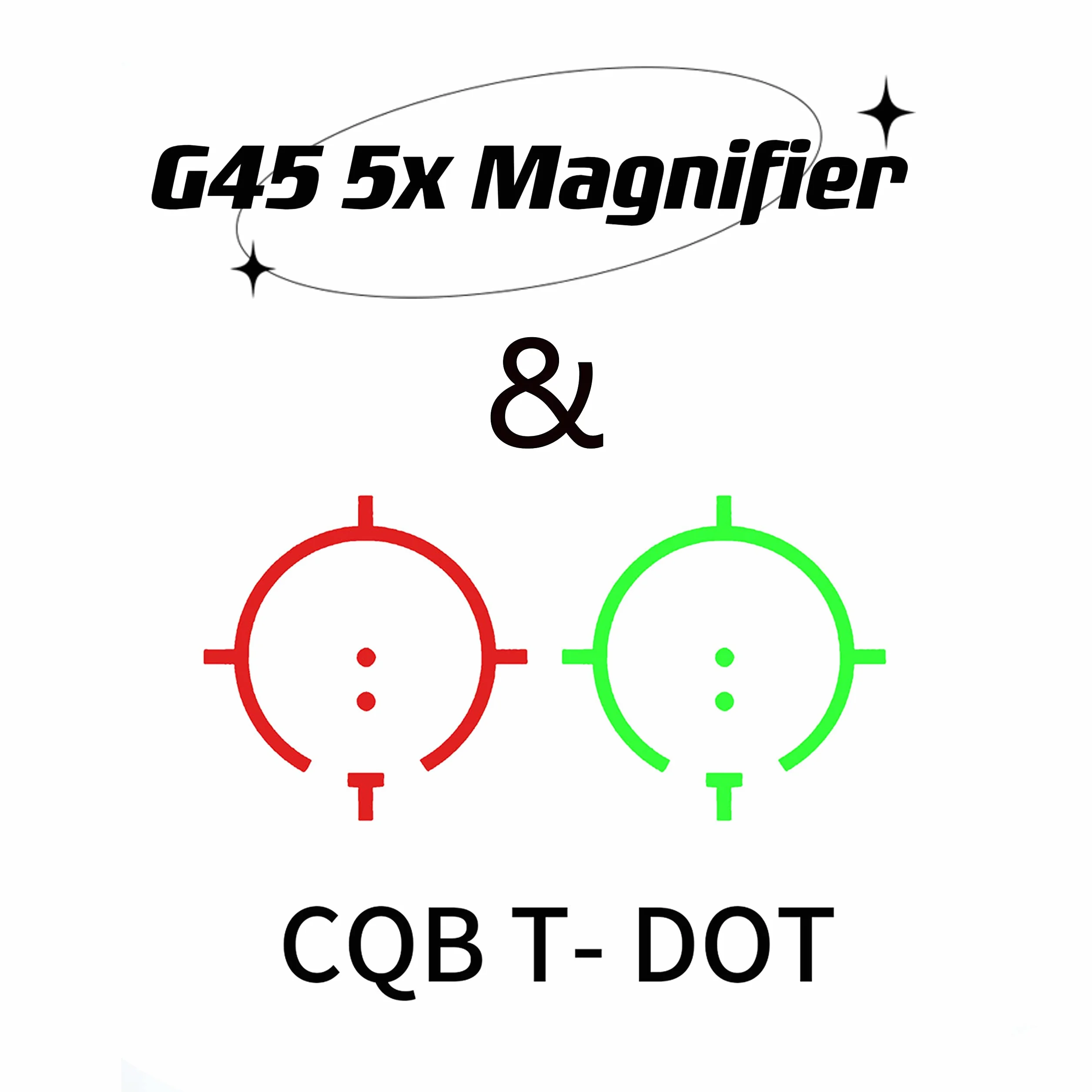 Celownik 558+G45 Green & Red Dot Reflex Scope z G45 5X szkło powiększające, hybrydowy optyczny celownik, montaż na szynie 20 mm