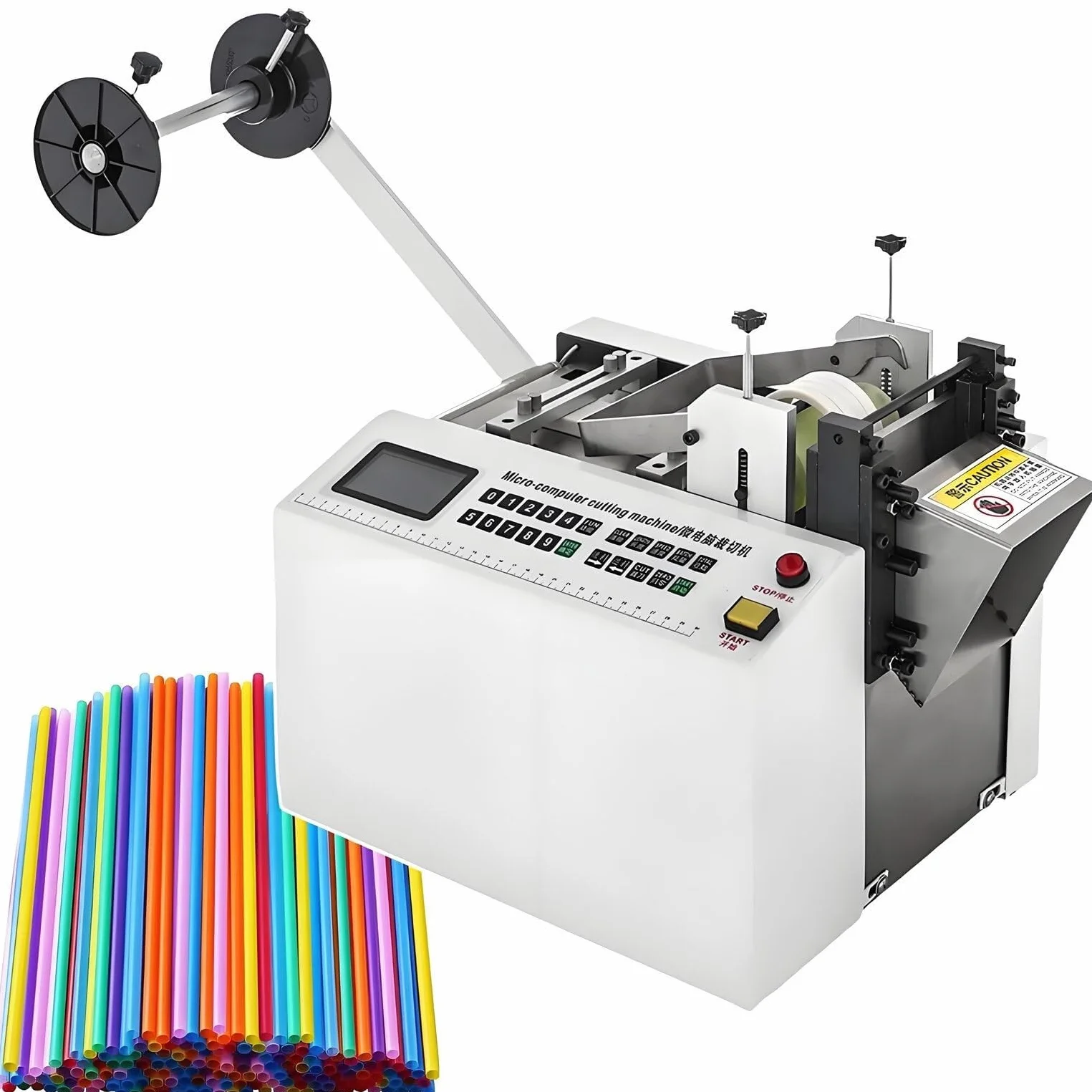 W pełni automatyczna maszyna do cięcia rur termokurczliwych ze sterowaniem mikrokomputerowym, wysokość ostrza 15 mm, dokładność cięcia 0,1 mm, do tulei gumowych/plastikowych rur 250 W