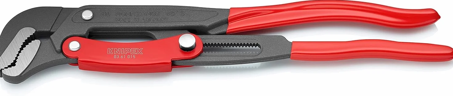 KNIPEX Klucz nastawny do rur ze szczękami typu S z przyciskiem szybkiej regulacji Malowane proszkowo, szare z tworzywa sztucznego, 83 61 015