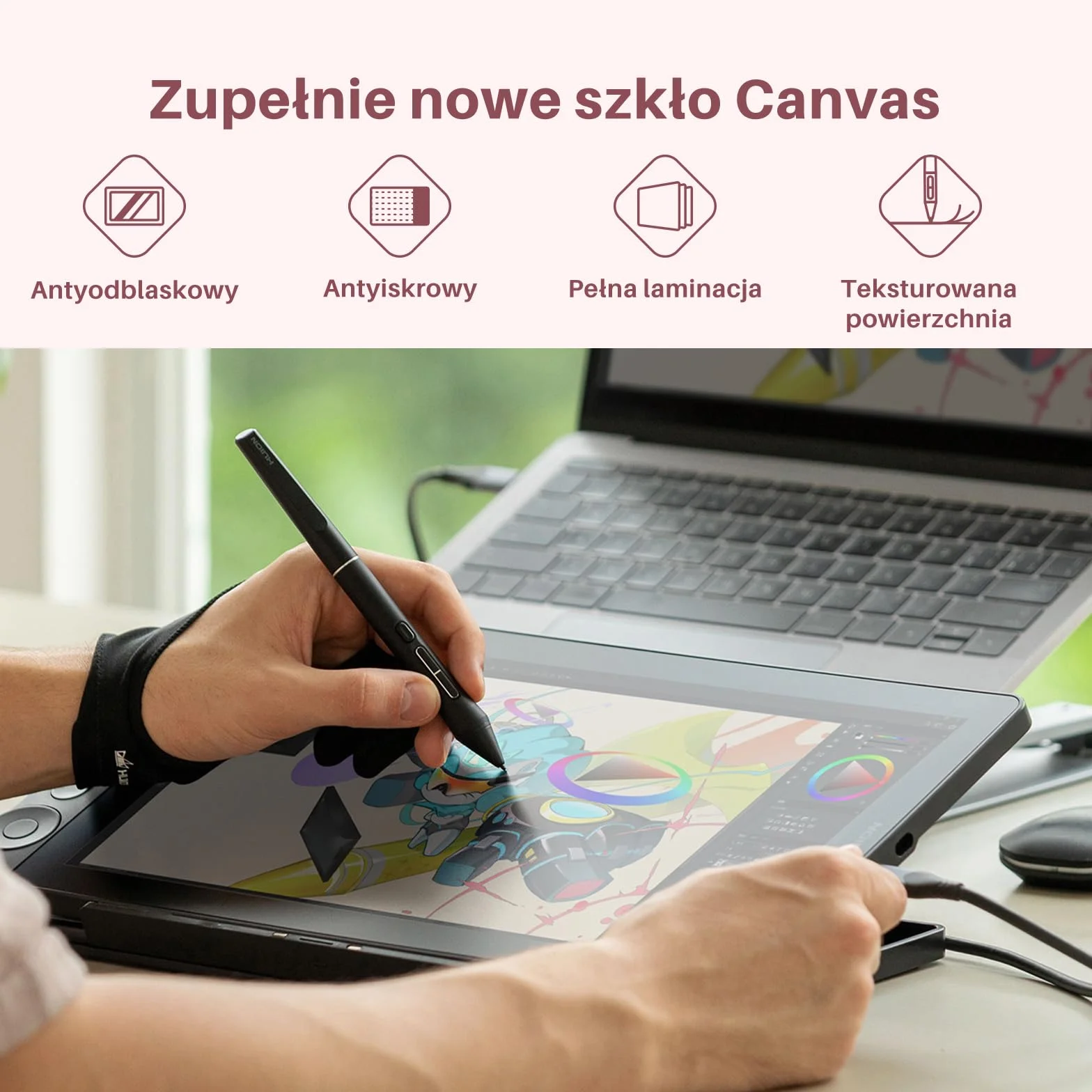 HUION Kamvas 13 Gen 3 Tablet graficzny 13,3 cala Różowy PenTech 4.0 nacisk pióra 16384