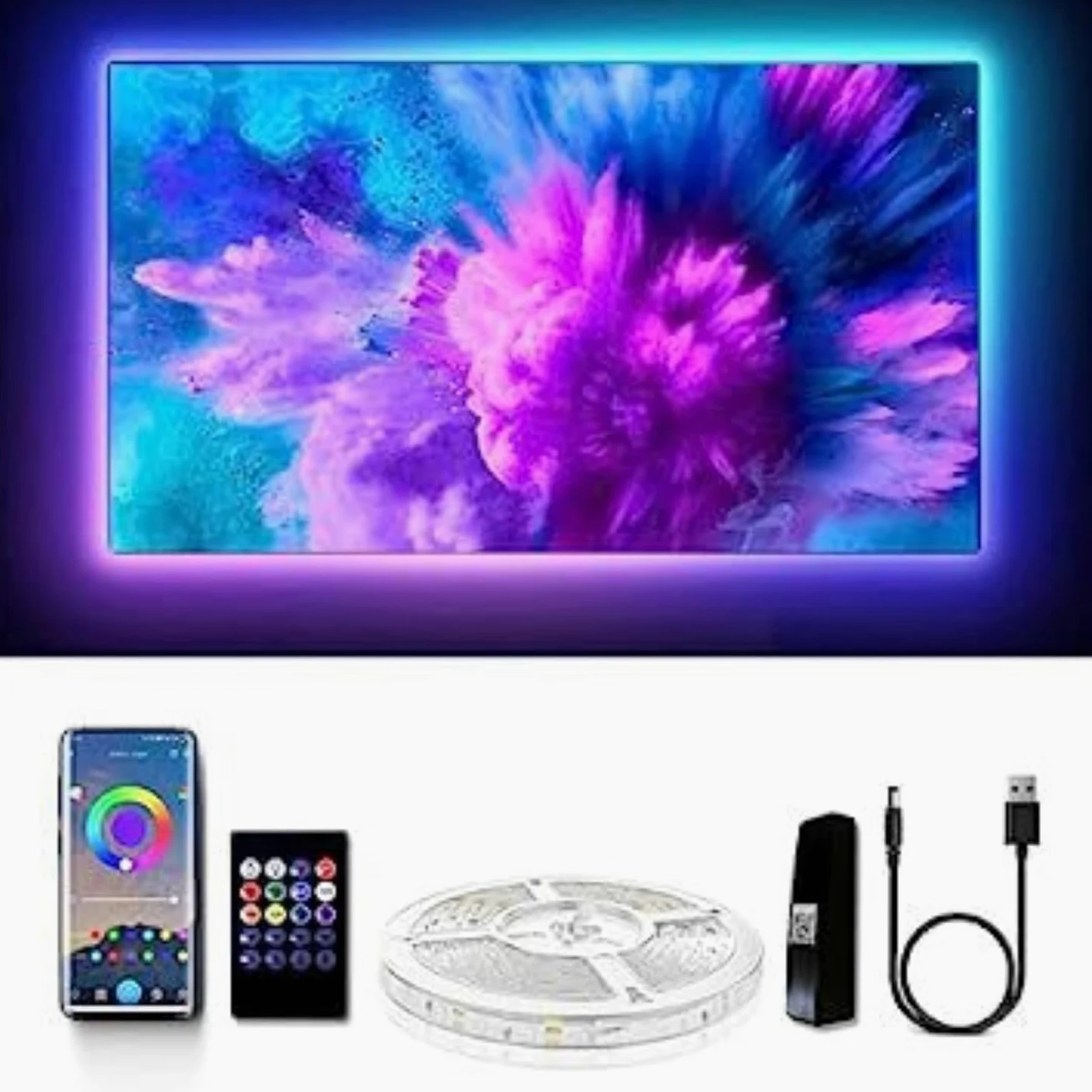 Podświetlenie Telewizora Led, Taśma Led Do Telewizora, Podświetlenie Led Telewizora 6m Usb Do Telewizora, Podświetlenie Telewizora Z Kontrolą Aplikacji, Muzyka Sy Z Mikrofonem, 5m