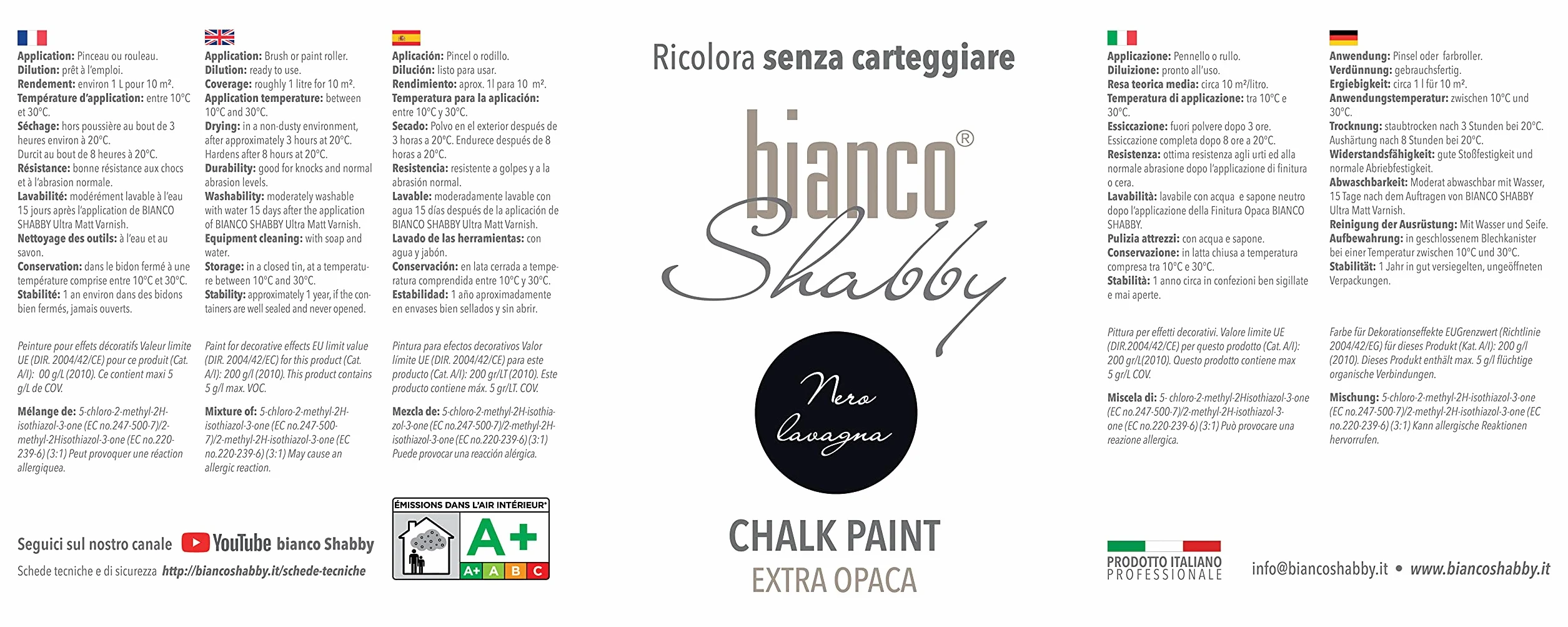CHALK PAINT czarna tablica farba do tablic w stylu vintage Shabby Chic do mebli i ścian EXTRA matowy (500 ml)