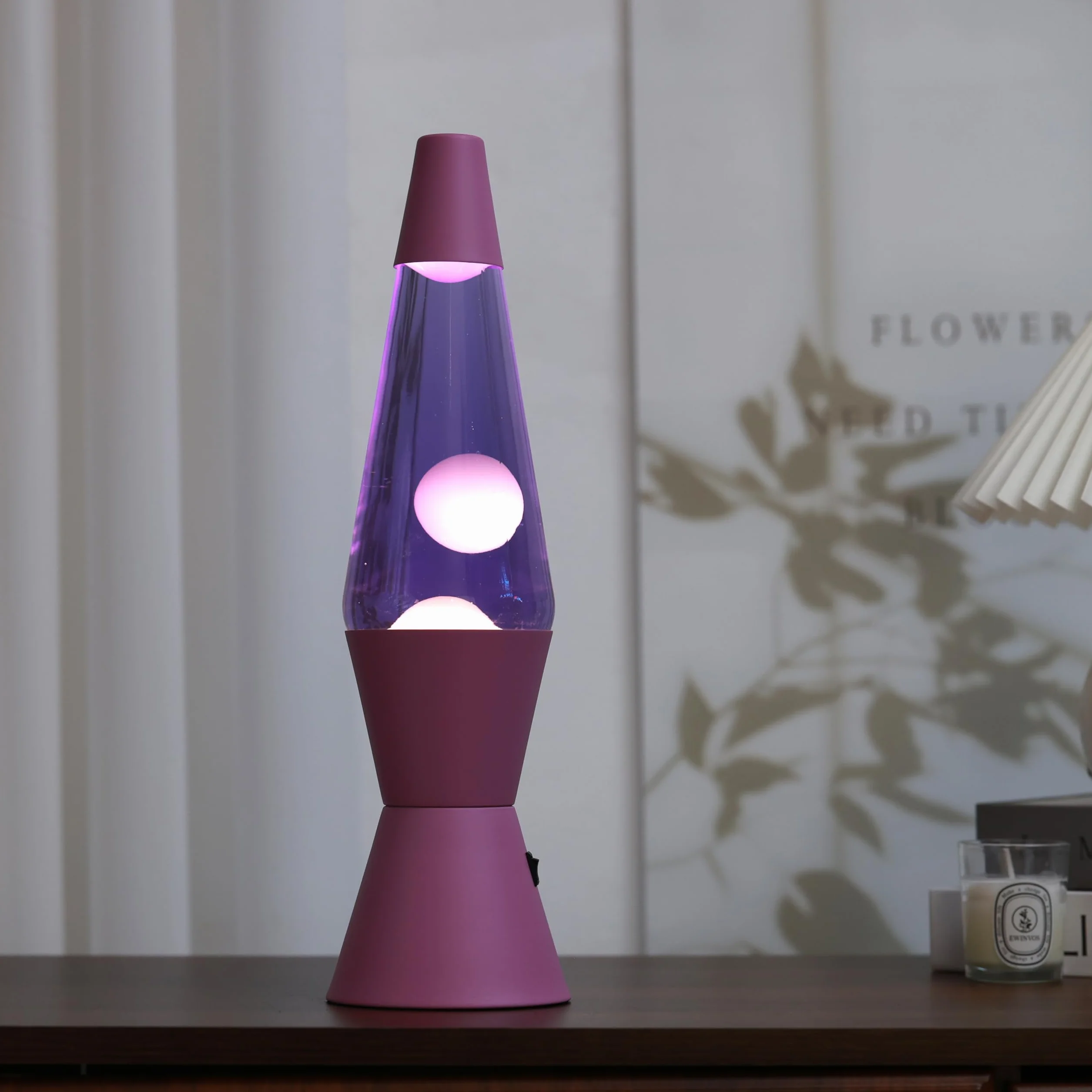 I-TOTAL® - Lampa lawowa LED – nowoczesny design z efektem bąbelków, niskie zużycie energii, wbudowane światło LED, 37 cm (fioletowa podstawa, fioletowy płyn, biały wosk)