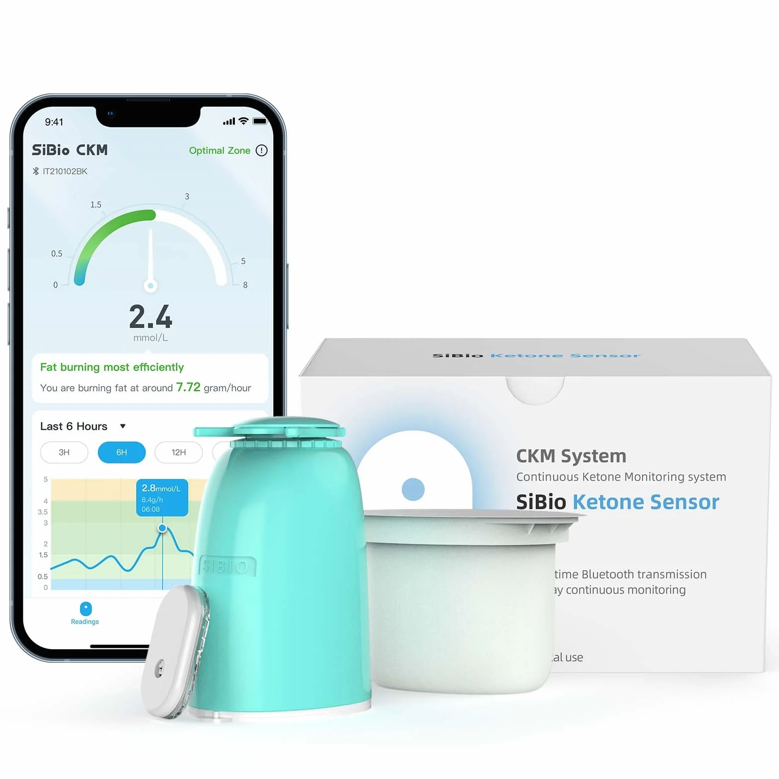 SIBIONICS GS1 Poziom Glukozy Cukru Czujnik Glukometr Sensor Continuous Glucose Monitoring (CGM) System for Diabetes Glucose Monitoring Sensor (English/Spanish (mg/dL))